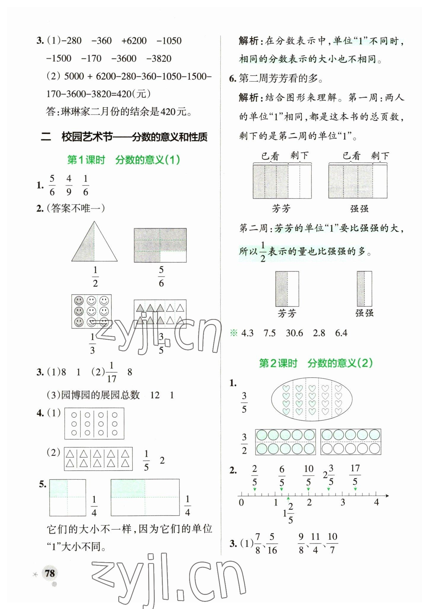 2023年小學學霸作業(yè)本五年級數(shù)學下冊青島版山東專版 參考答案第2頁