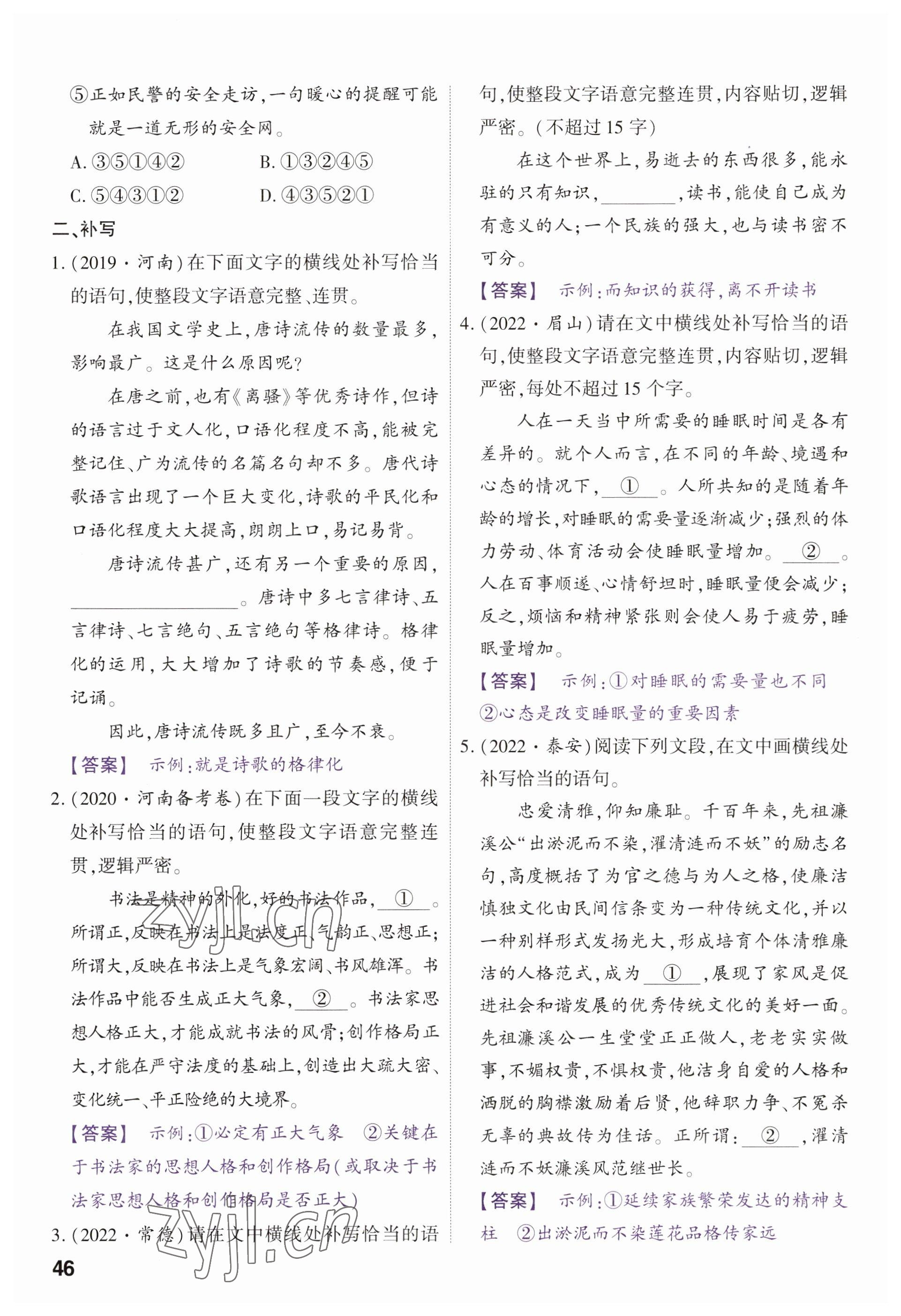 2023年鼎成中考精准提分语文河南专版 参考答案第50页