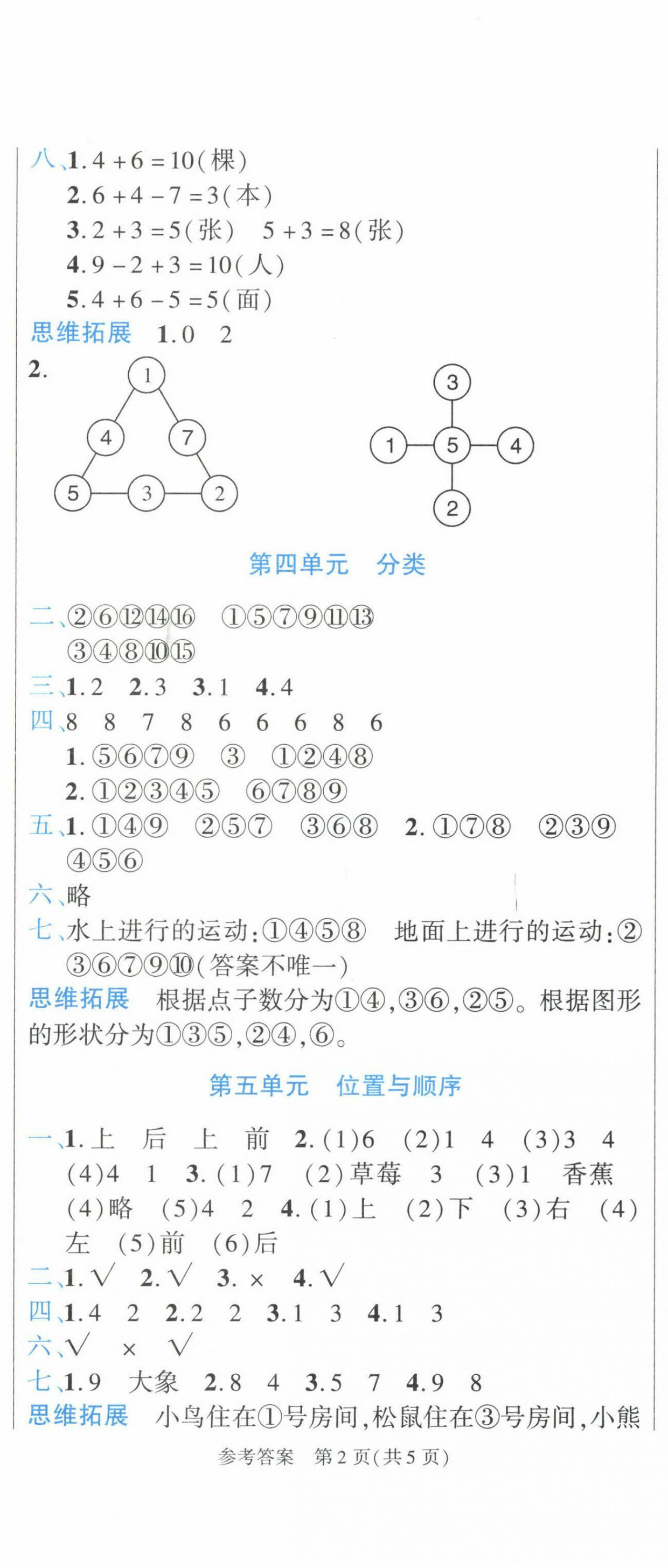 2023年假期新思維寒假作業(yè)一年級數(shù)學(xué)北師大版 參考答案第2頁