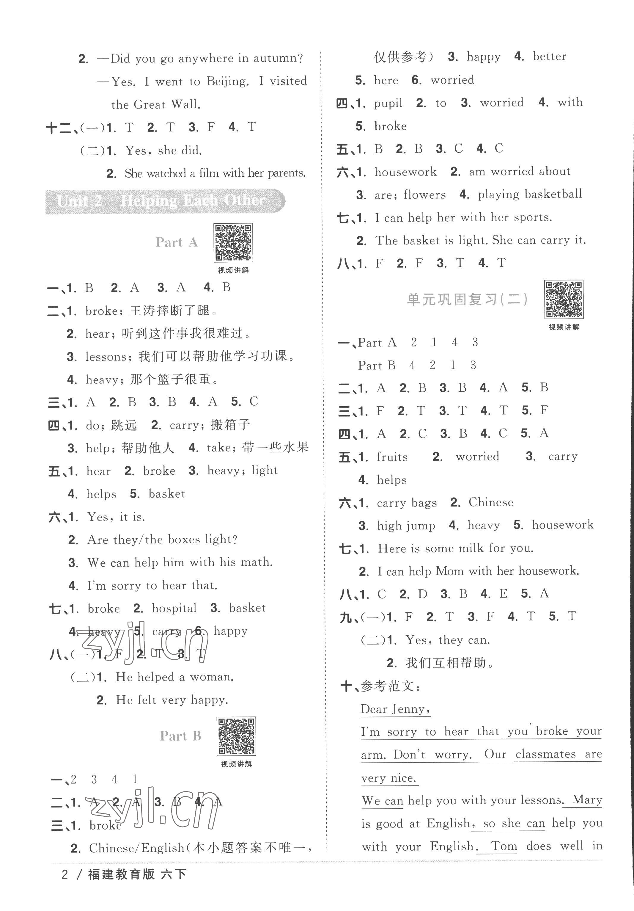 2023年阳光同学课时优化作业六年级英语下册闽教版福建专版 第2页