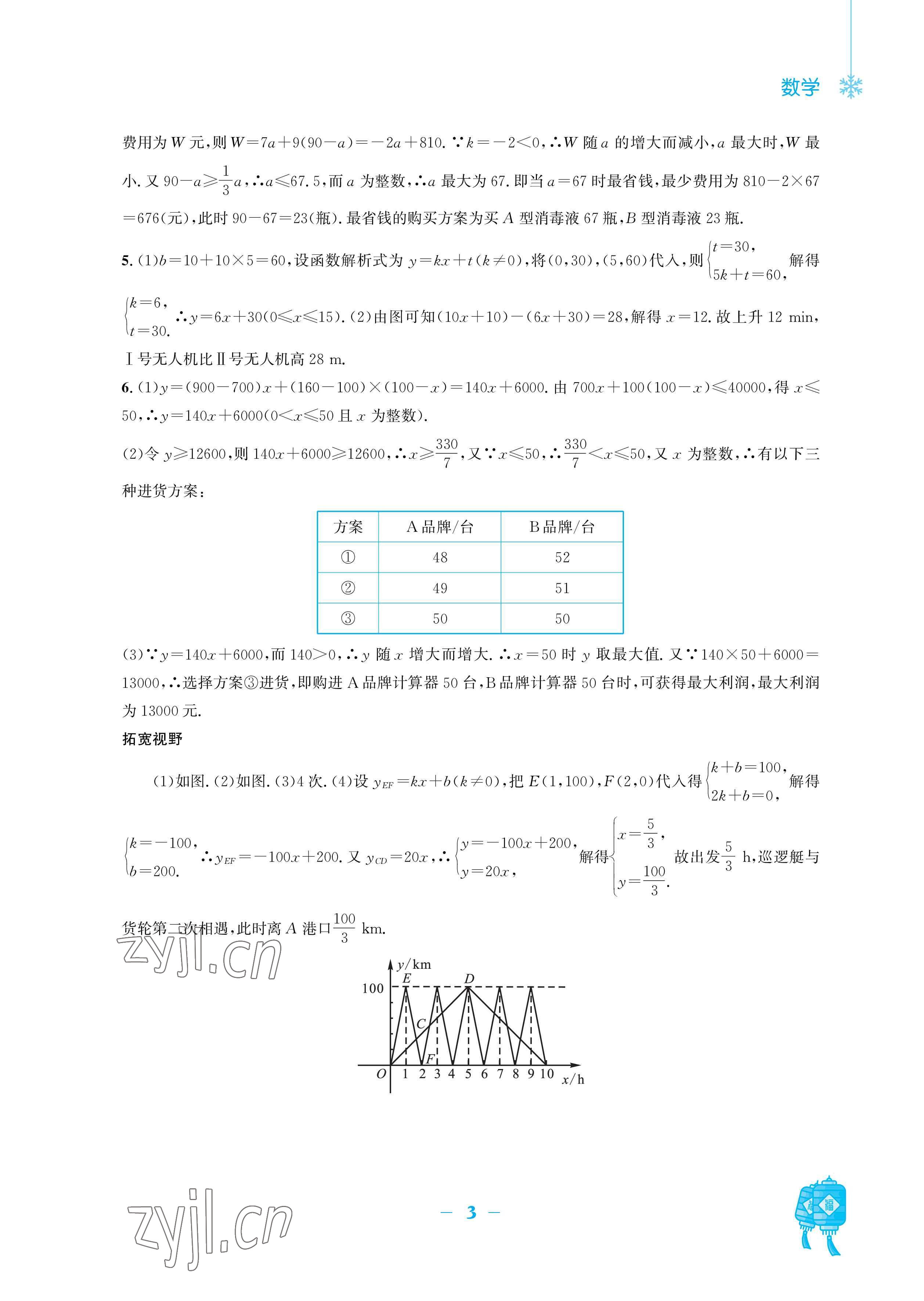 2023年寒假作业安徽教育出版社八年级数学通用S版 参考答案第3页