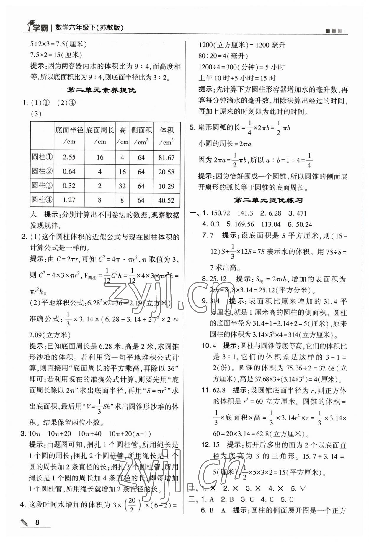 2023年喬木圖書(shū)學(xué)霸六年級(jí)數(shù)學(xué)下冊(cè)蘇教版 第8頁(yè)