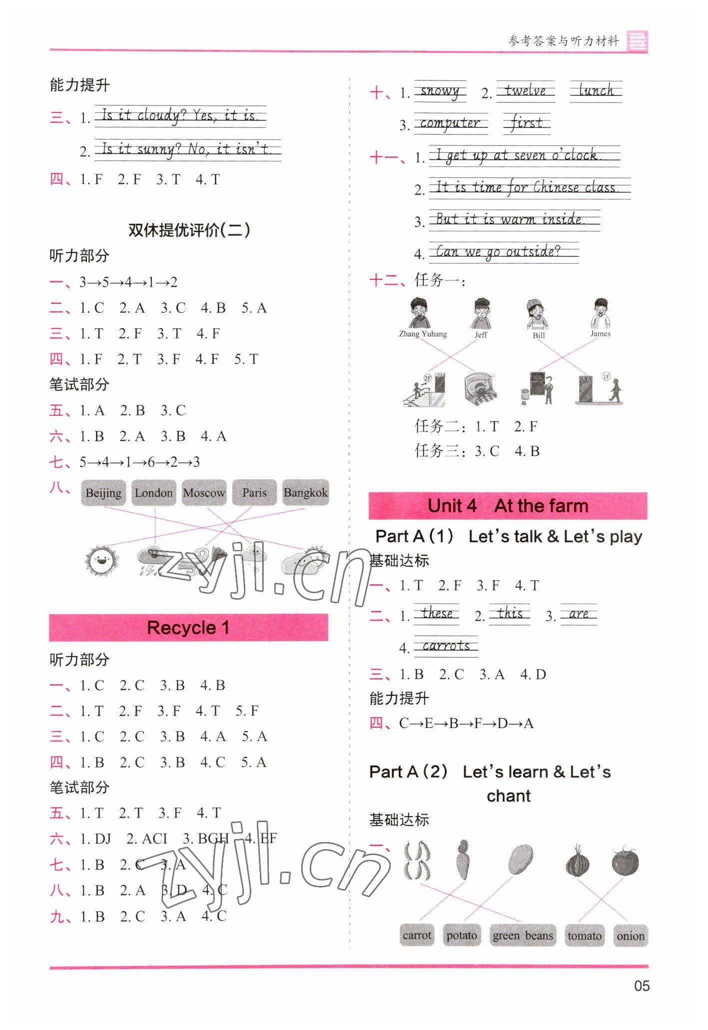 2023年木頭馬分層課課練四年級(jí)英語(yǔ)下冊(cè)人教版 參考答案第5頁(yè)