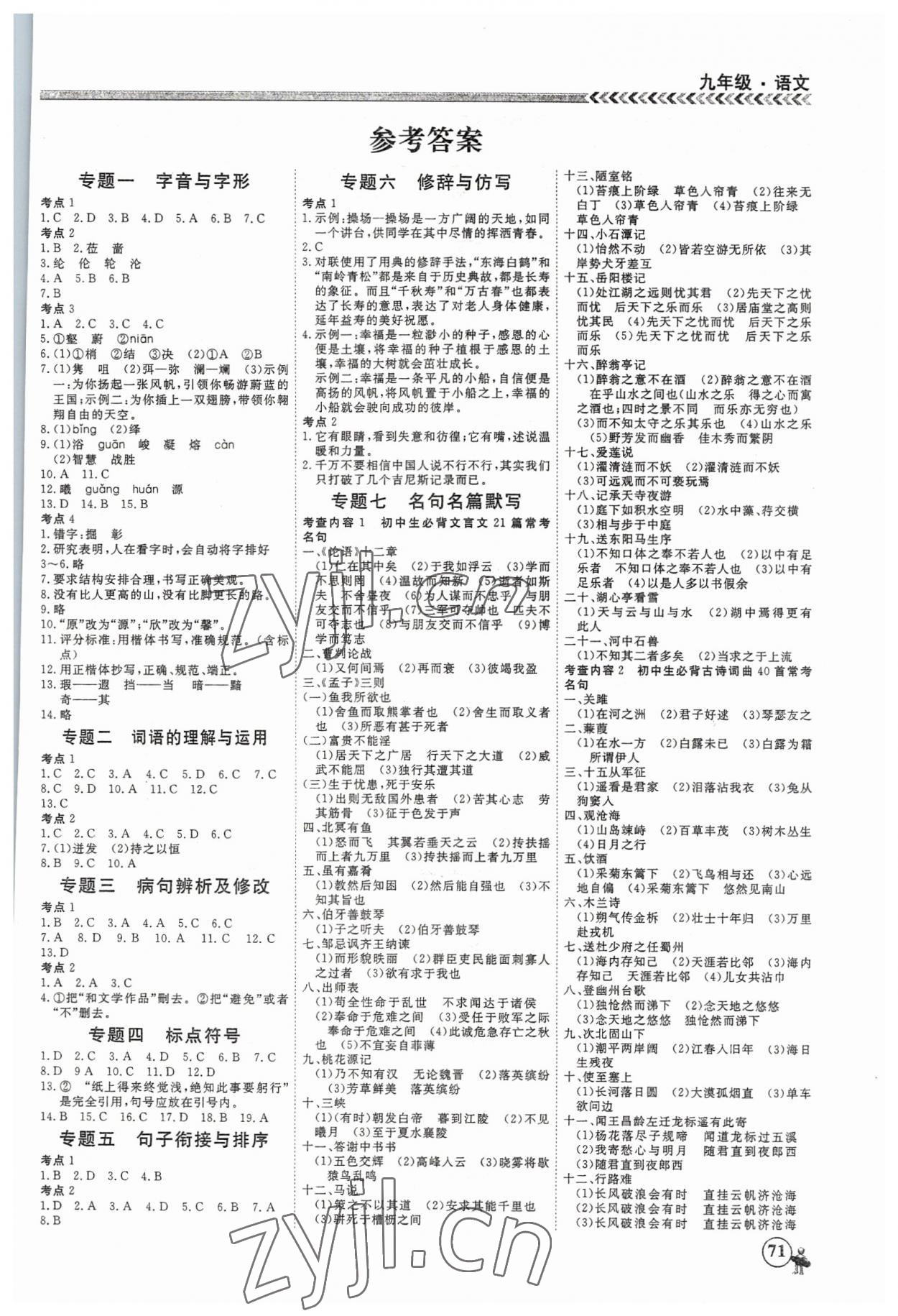 2023年假期沖冠云南大學(xué)出版社九年級(jí)語(yǔ)文 第1頁(yè)