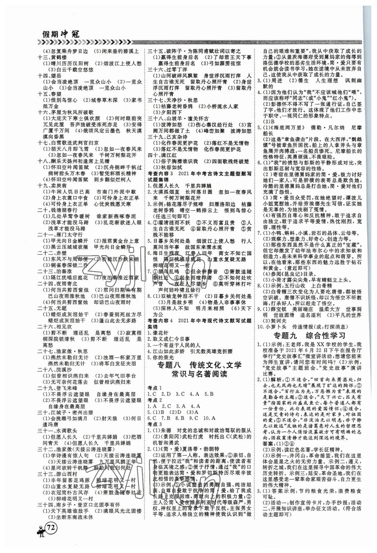 2023年假期沖冠云南大學(xué)出版社九年級語文 第2頁