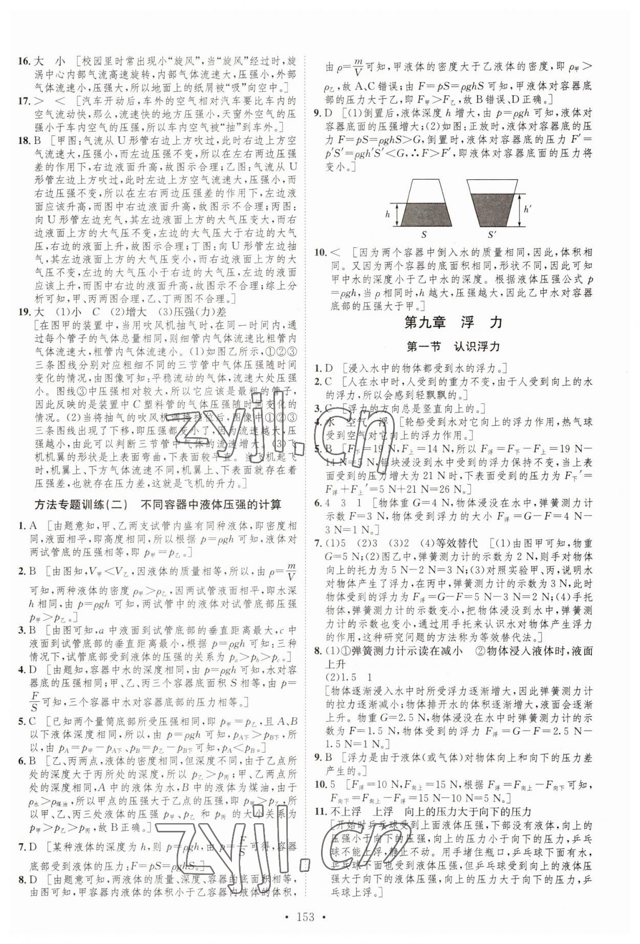 2023年思路教練同步課時(shí)作業(yè)八年級(jí)物理下冊(cè)滬科版 參考答案第11頁