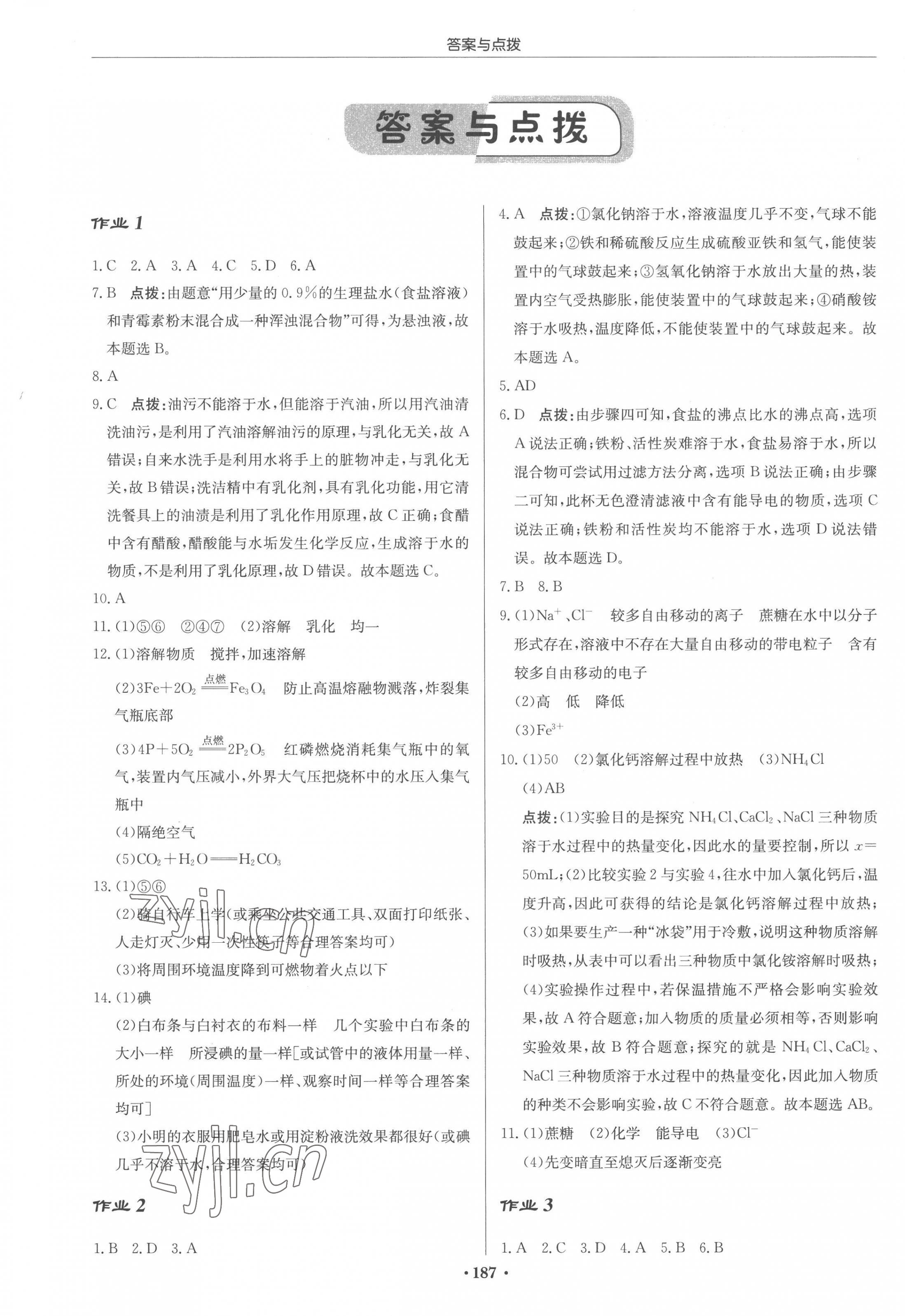 2023年启东中学作业本九年级化学下册沪教版 第1页