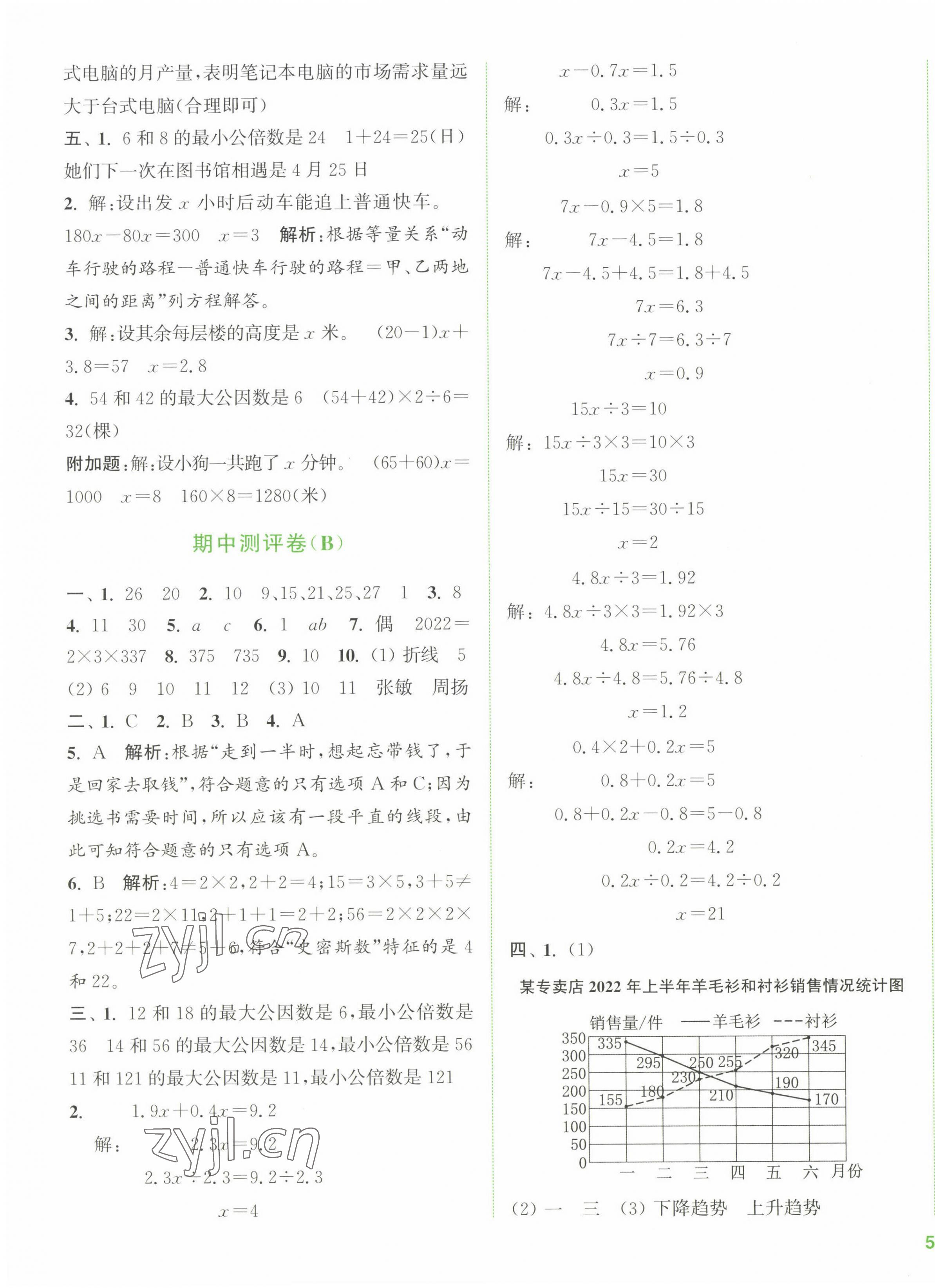 2023年通城学典全程测评卷五年级数学下册苏教版江苏专版 第7页