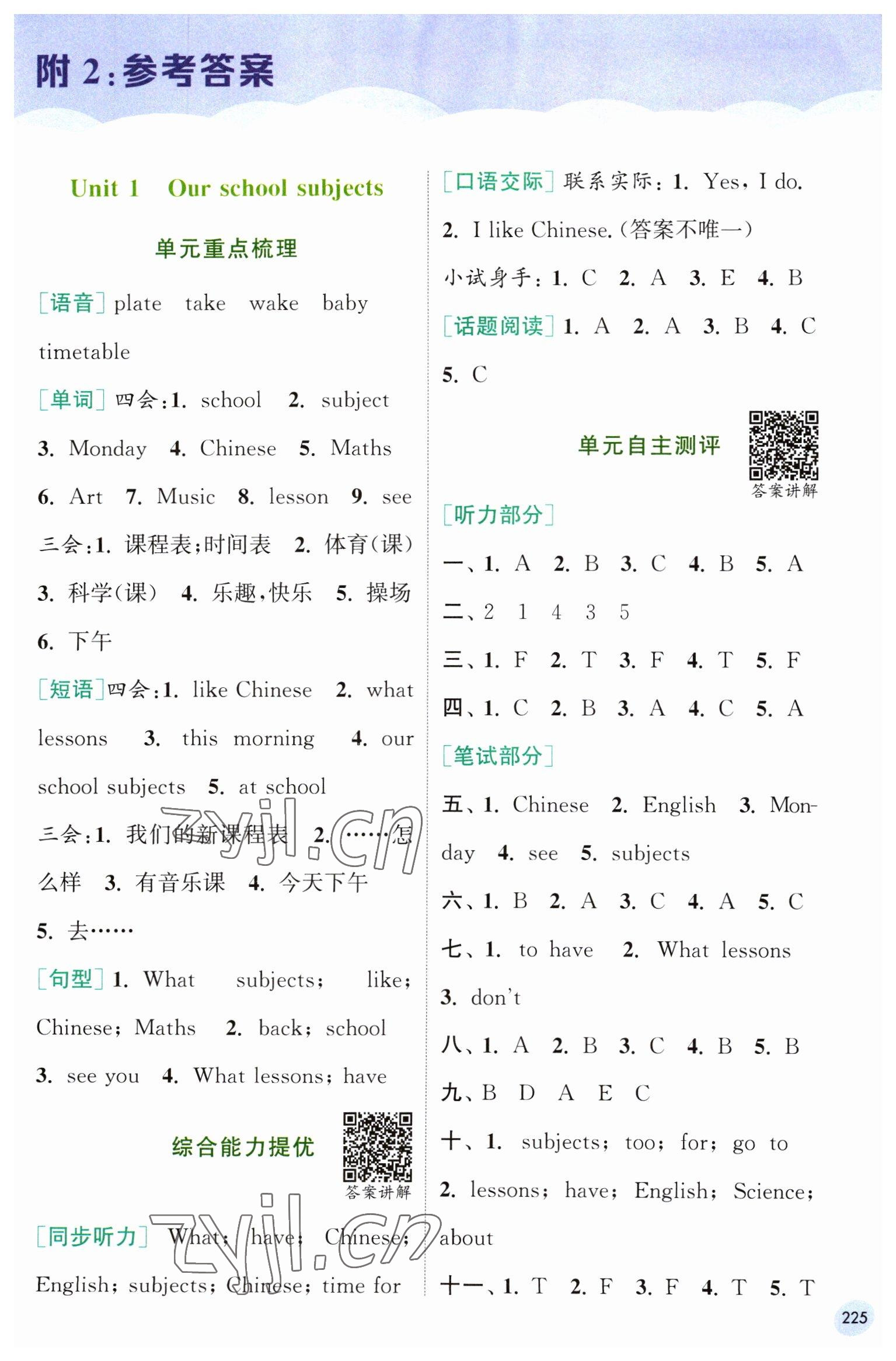 2023年通城学典非常课课通四年级英语下册译林版 第1页