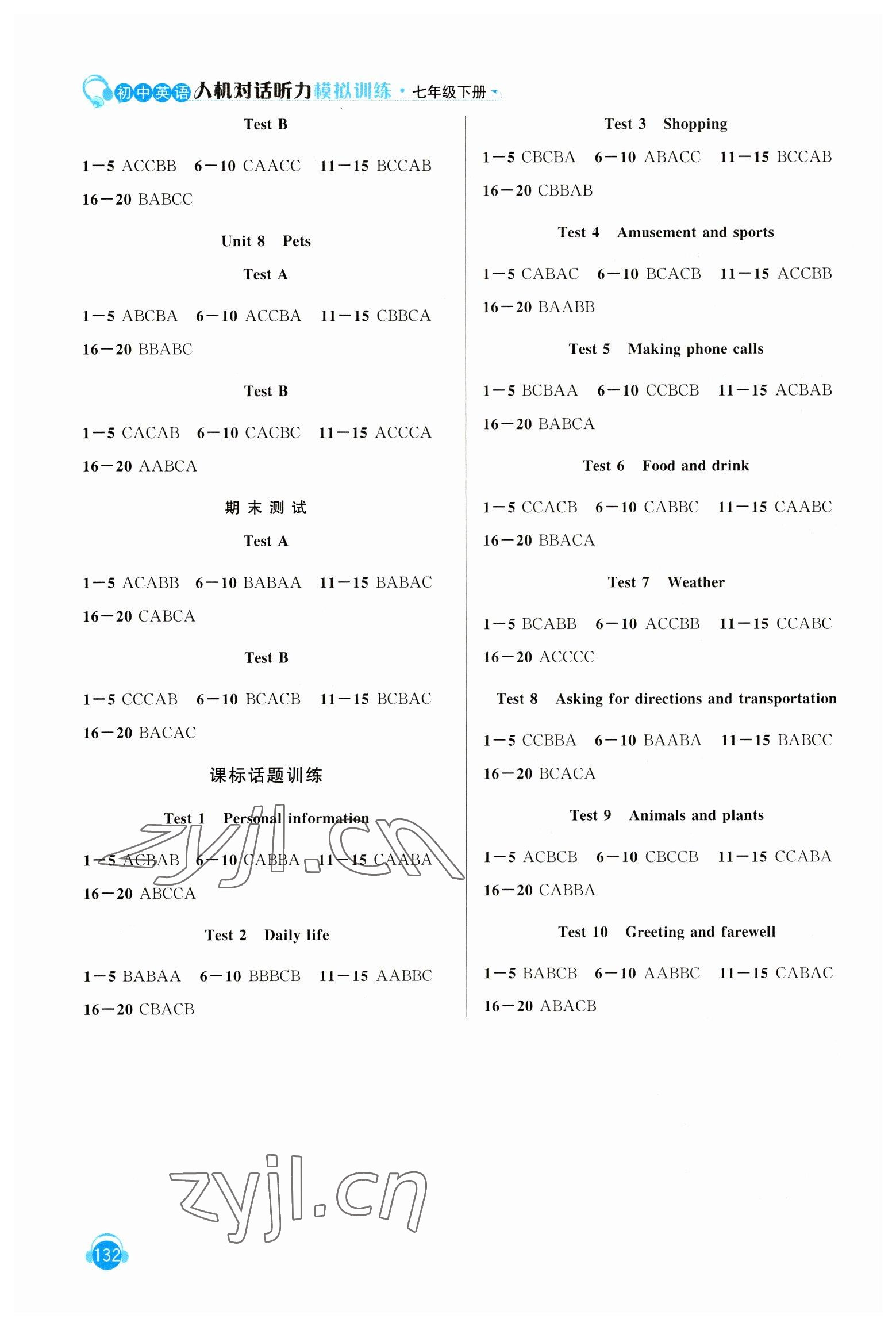 2023年初中英語(yǔ)人機(jī)對(duì)話聽(tīng)力模擬訓(xùn)練七年級(jí)下冊(cè) 第2頁(yè)