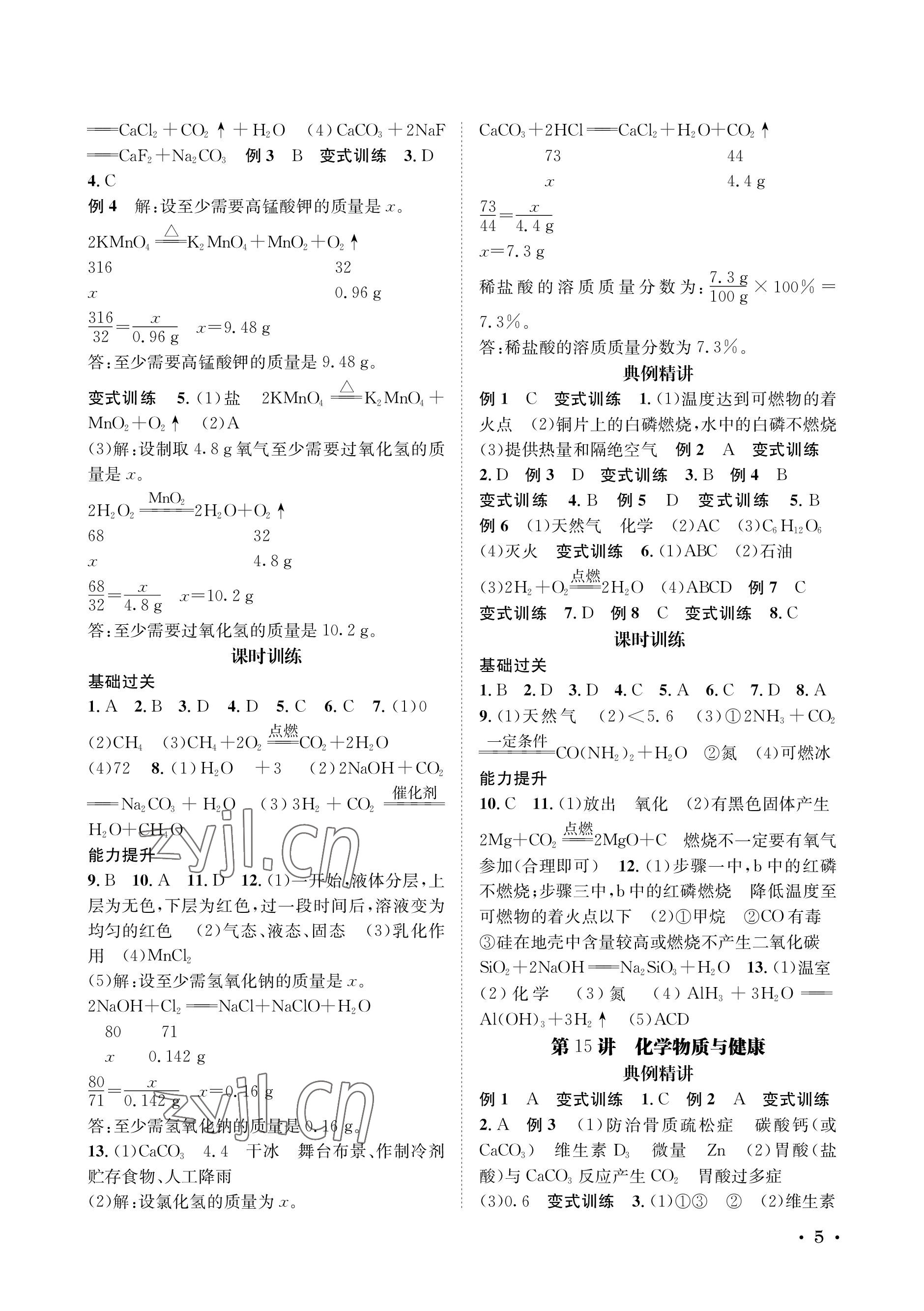 2023年蓉城中考化学 参考答案第5页
