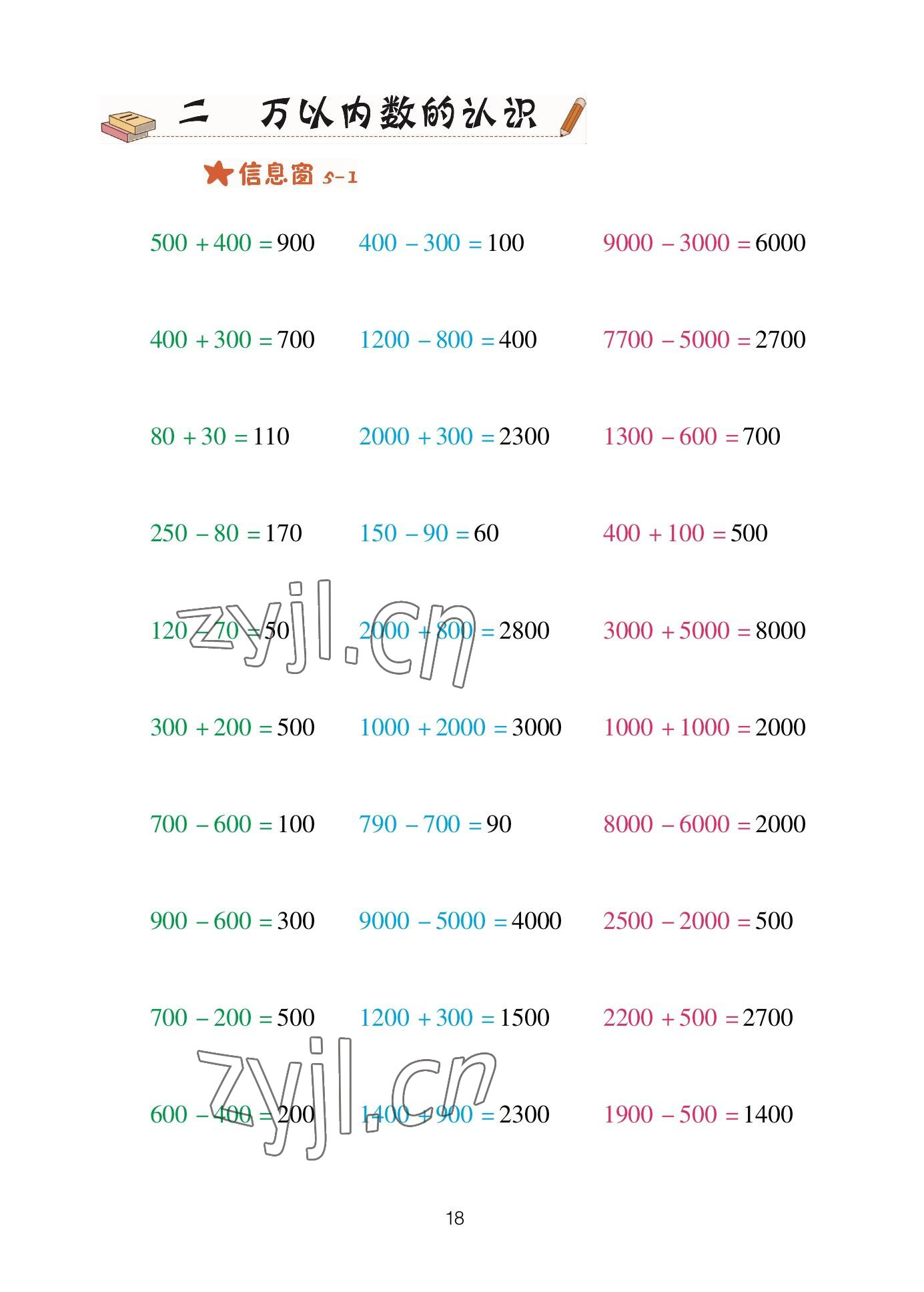 2023年口算天天練青島出版社二年級數(shù)學下冊青島版 參考答案第18頁