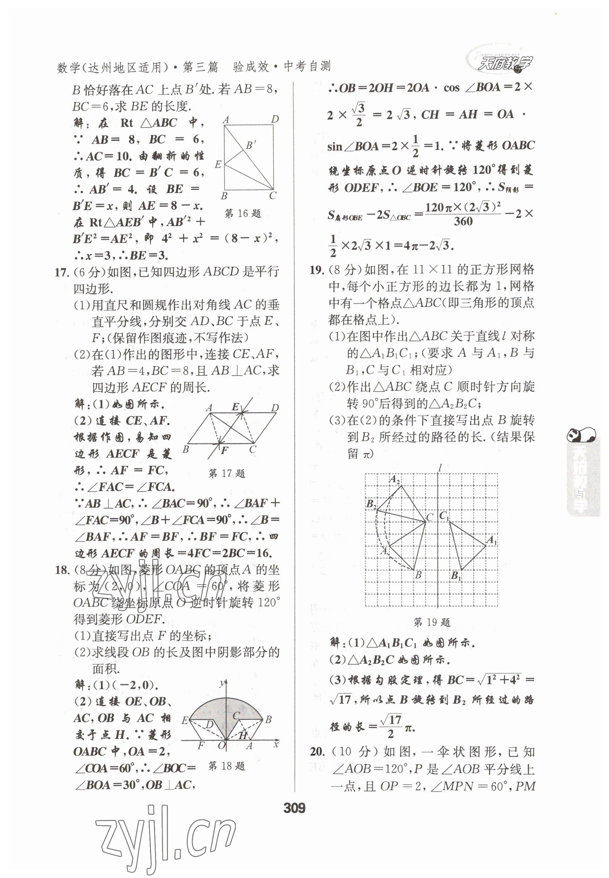 2023年天府教与学中考复习与训练数学达州专版 参考答案第27页