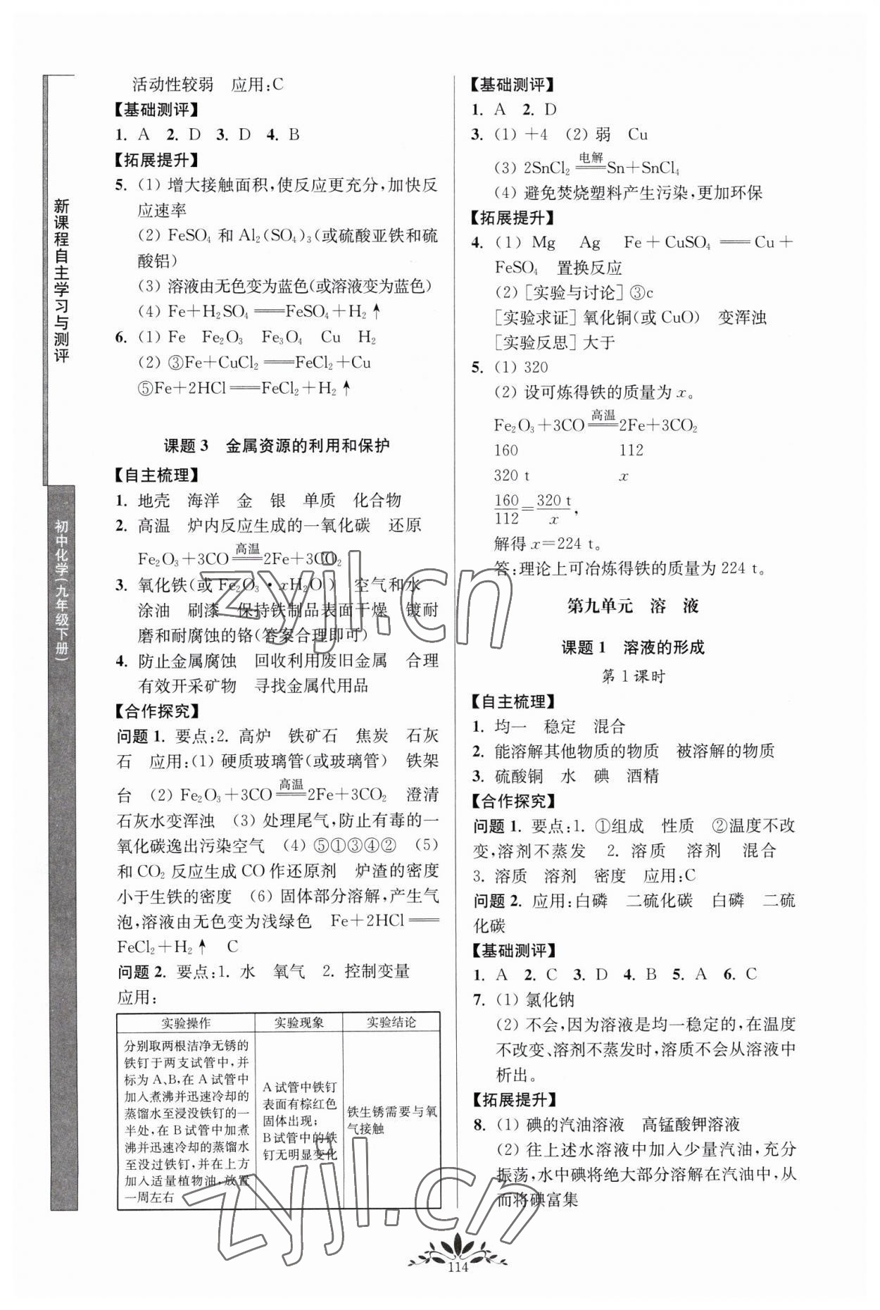 2023年新課程自主學(xué)習(xí)與測評九年級化學(xué)下冊人教版 第2頁