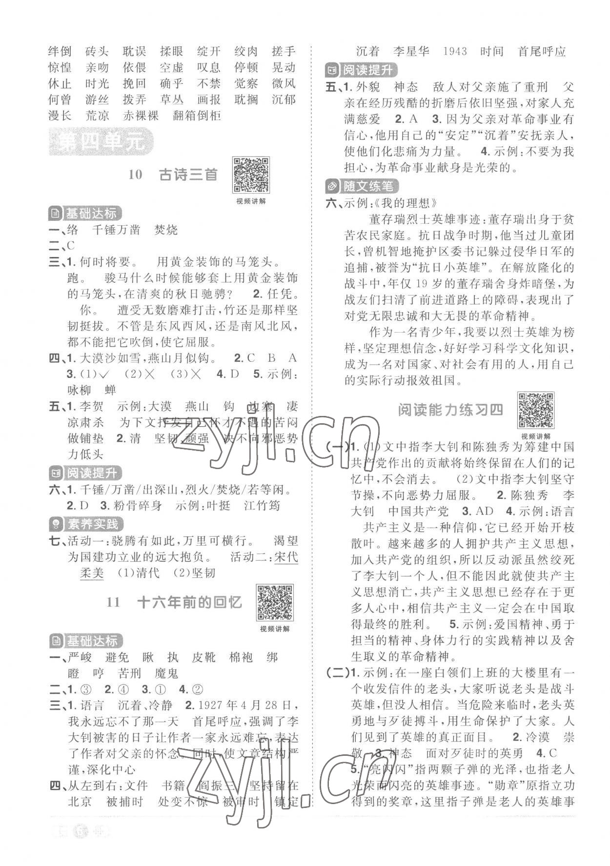 2023年阳光同学课时优化作业六年级语文下册人教版菏泽专版 第6页