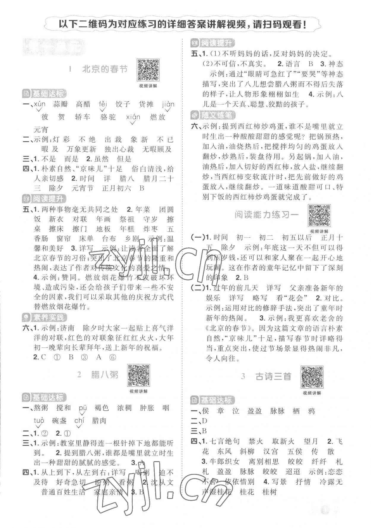 2023年阳光同学课时优化作业六年级语文下册人教版菏泽专版 第1页