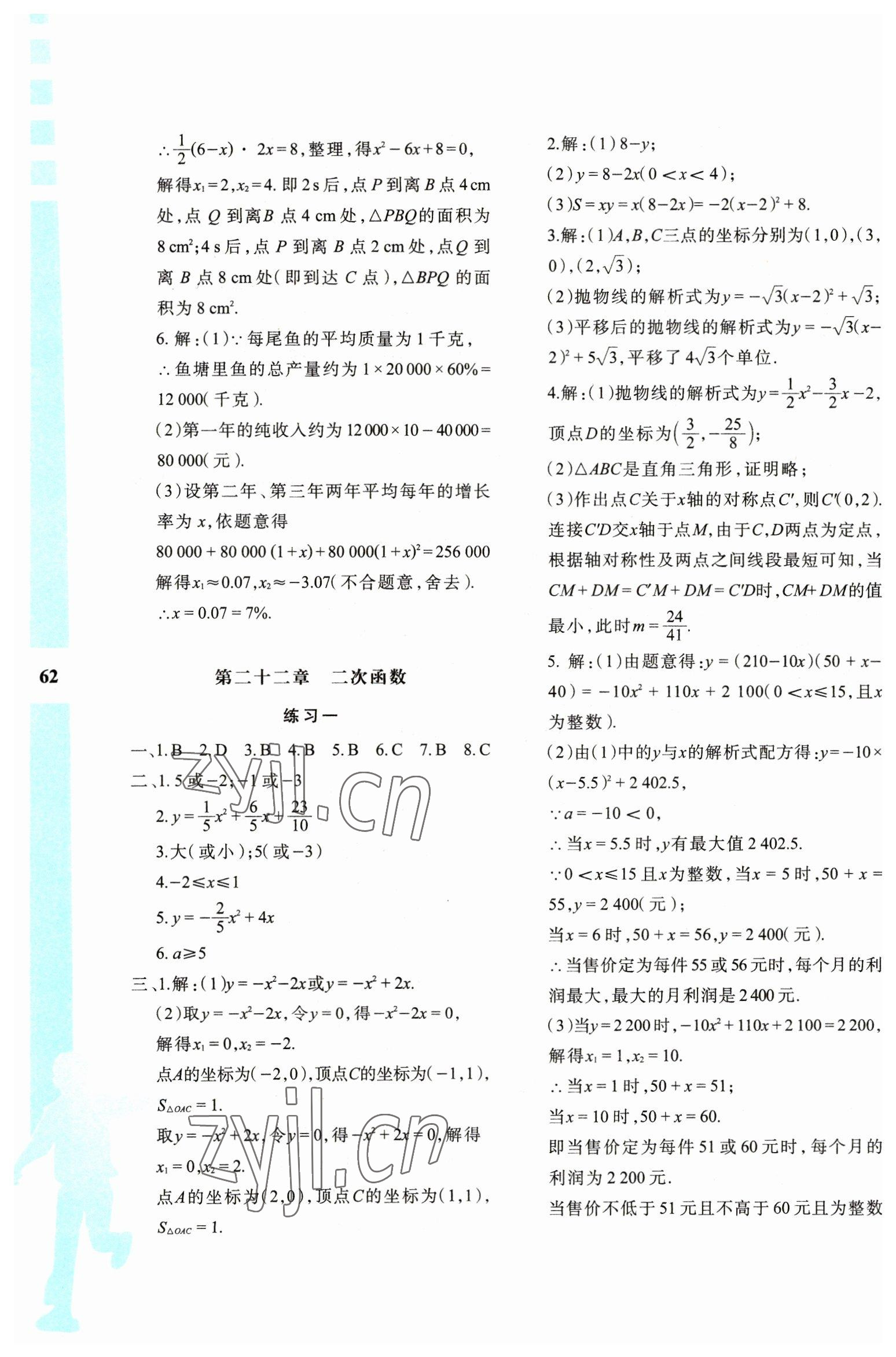 2023年寒假作業(yè)與生活陜西人民教育出版社九年級數(shù)學A版 參考答案第3頁