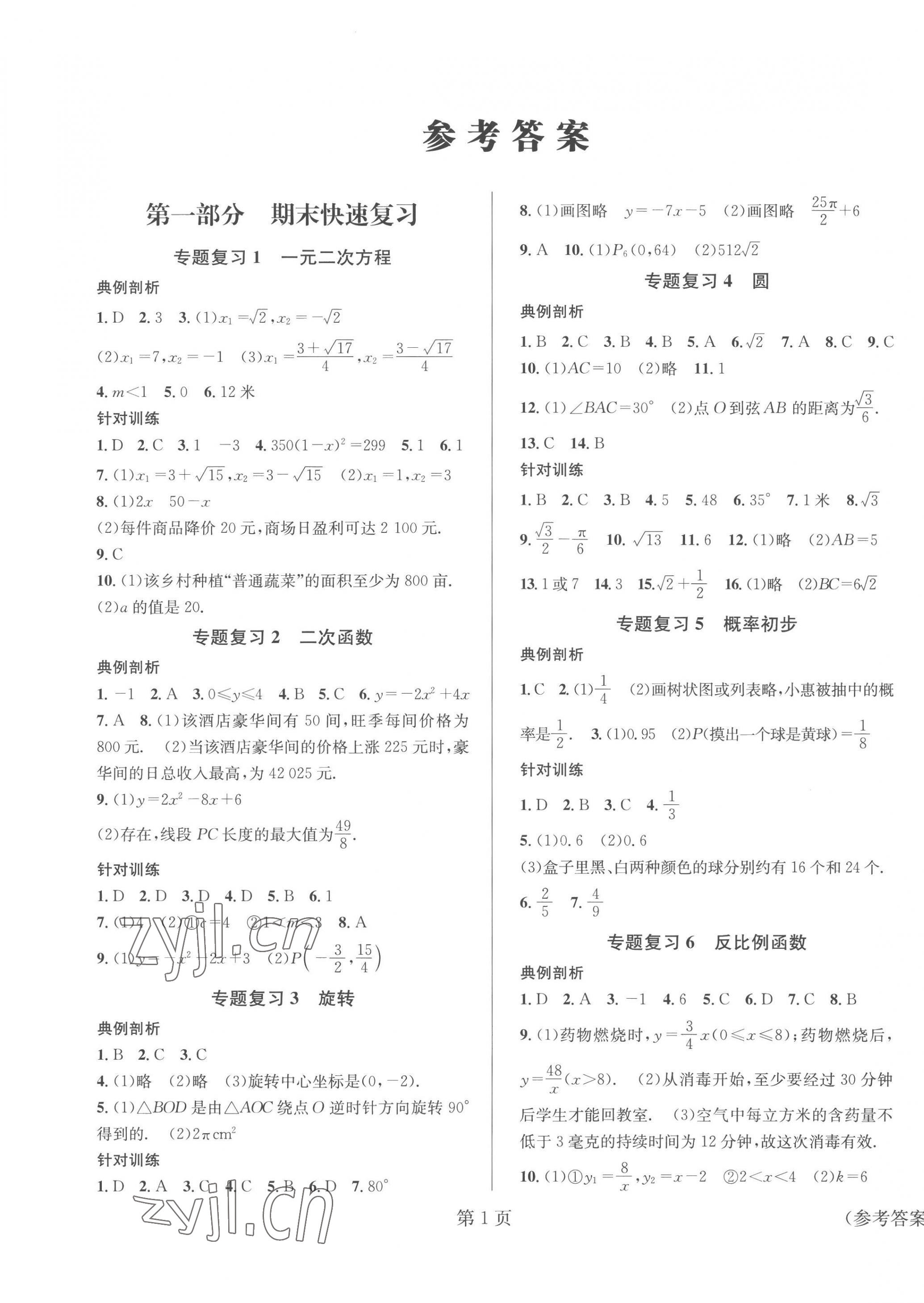 2023年寒假新動(dòng)向九年級(jí)數(shù)學(xué) 第1頁