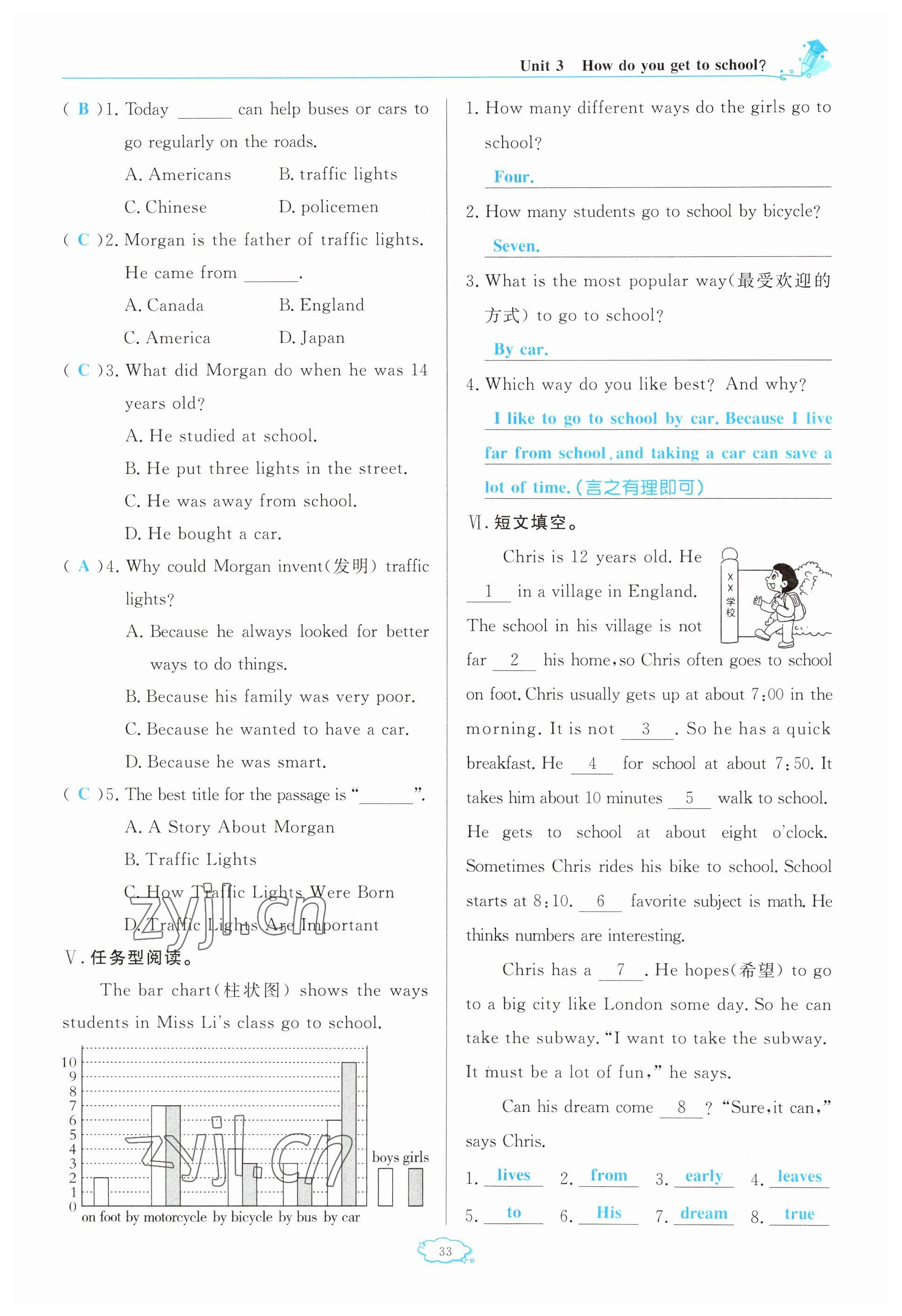 2023年啟航新課堂七年級英語下冊人教版 參考答案第33頁