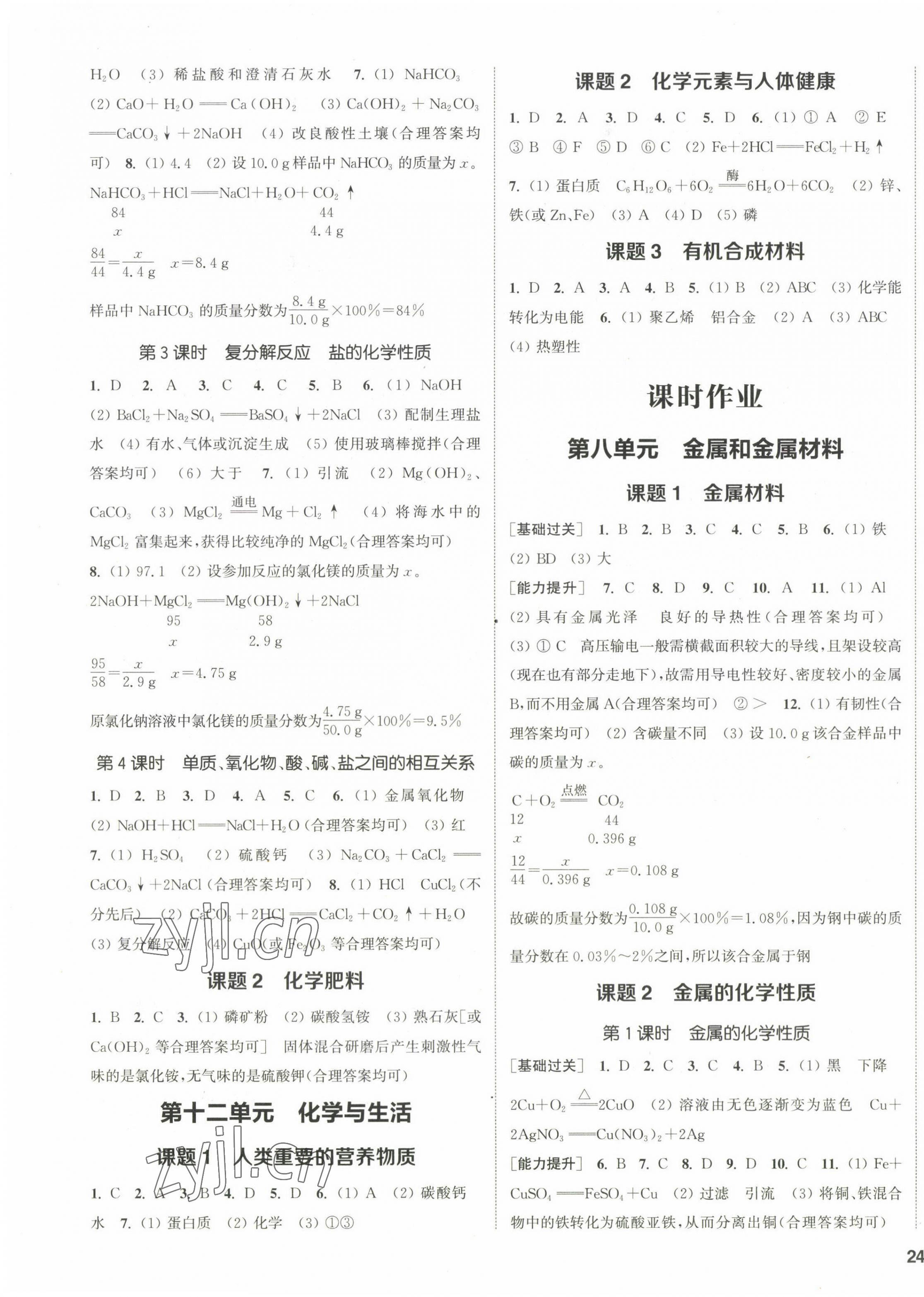 2023年通城学典课时作业本九年级化学下册人教版 第3页