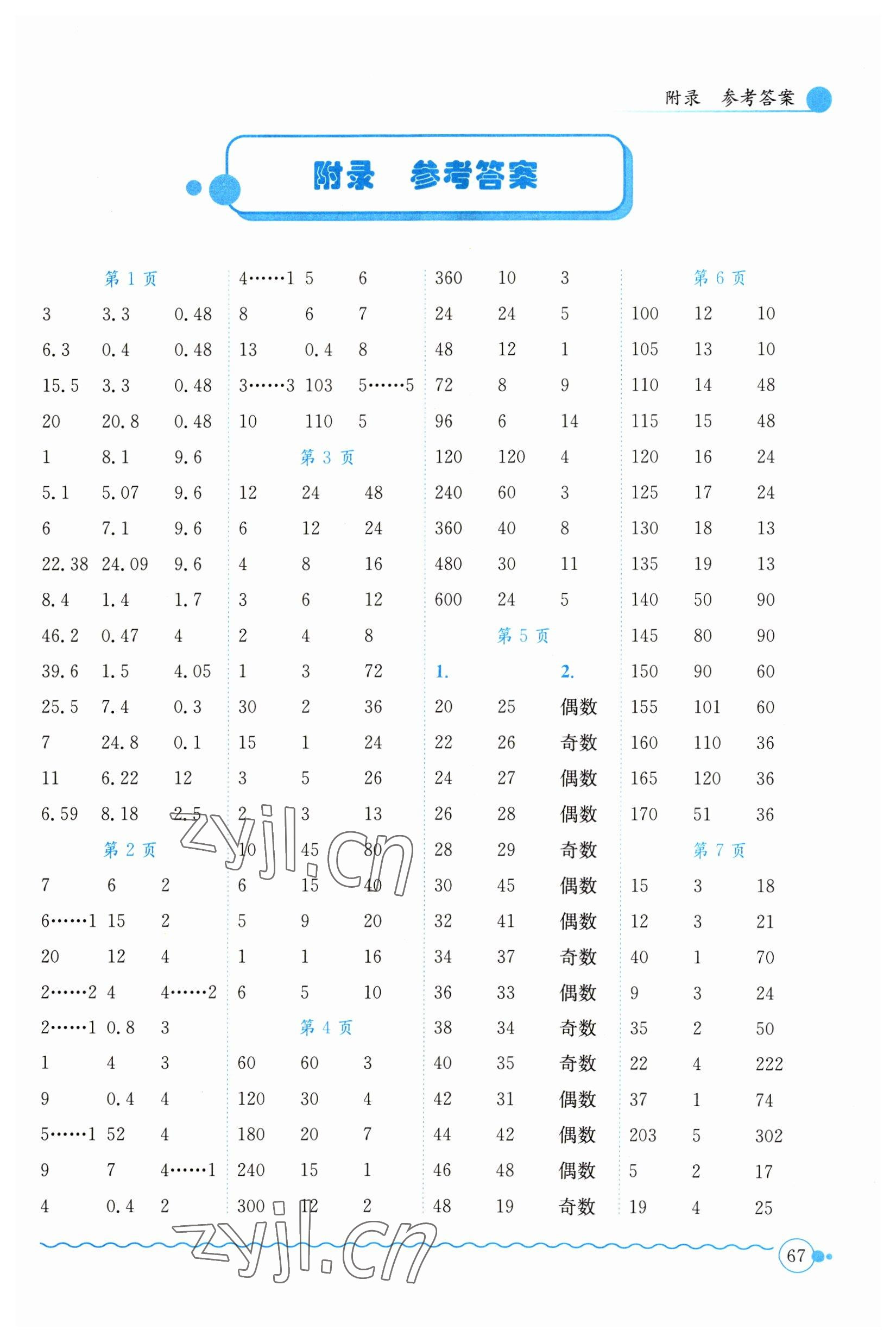 2023年黄冈小状元口算速算练习册五年级数学下册人教版 第1页