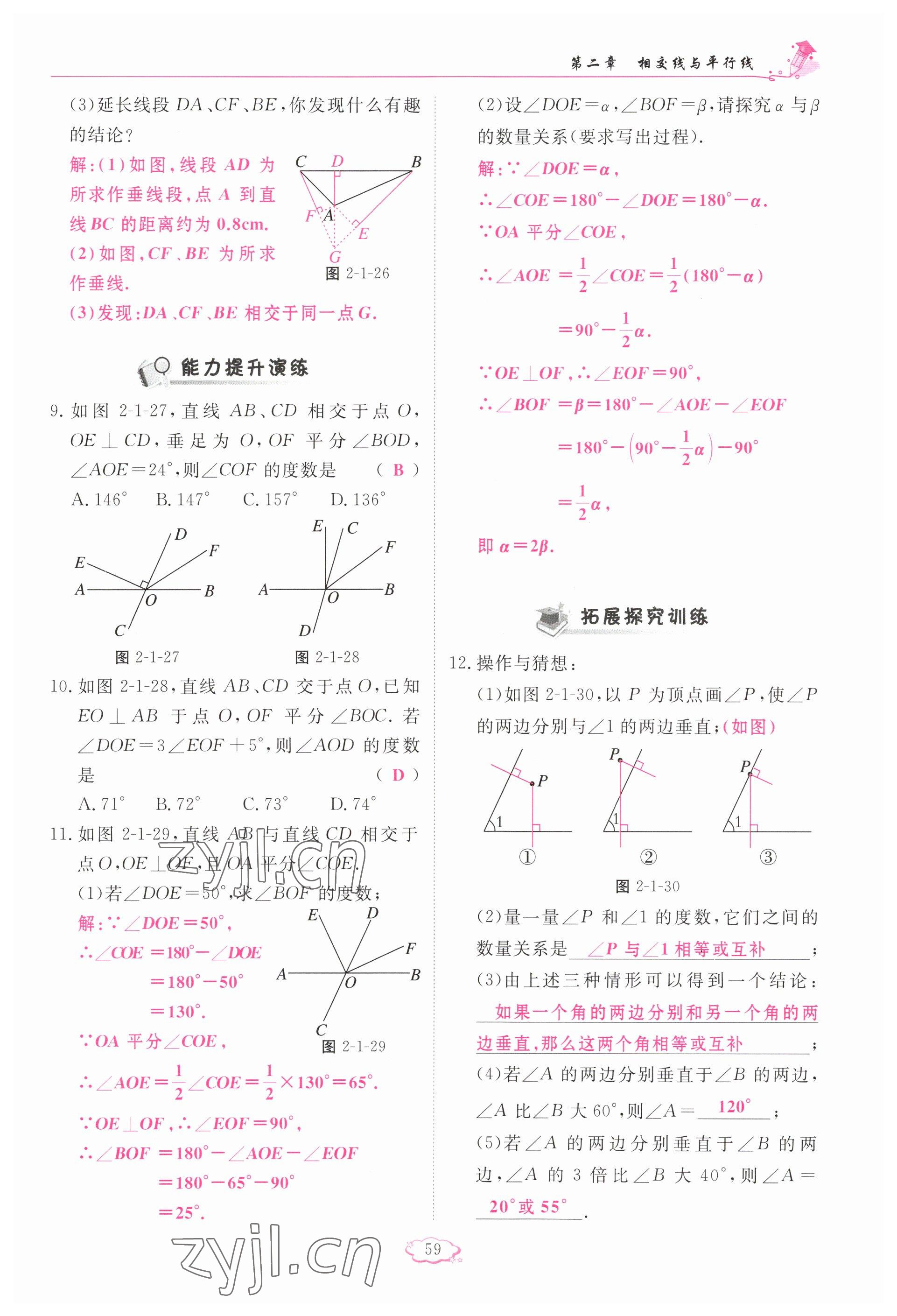 2023年啟航新課堂七年級數(shù)學(xué)下冊北師大版 參考答案第59頁