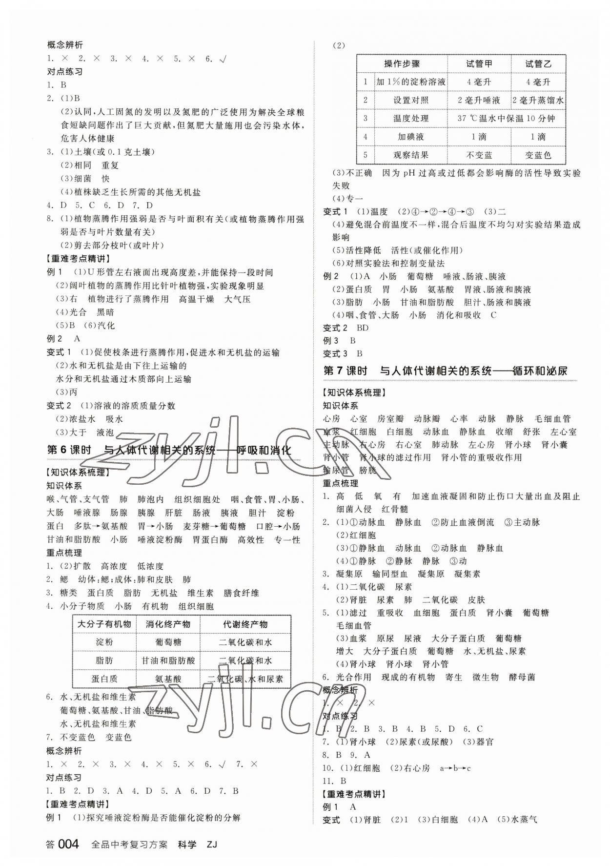 2023年全品中考復(fù)習(xí)方案科學(xué)浙教版浙江專版 參考答案第3頁(yè)