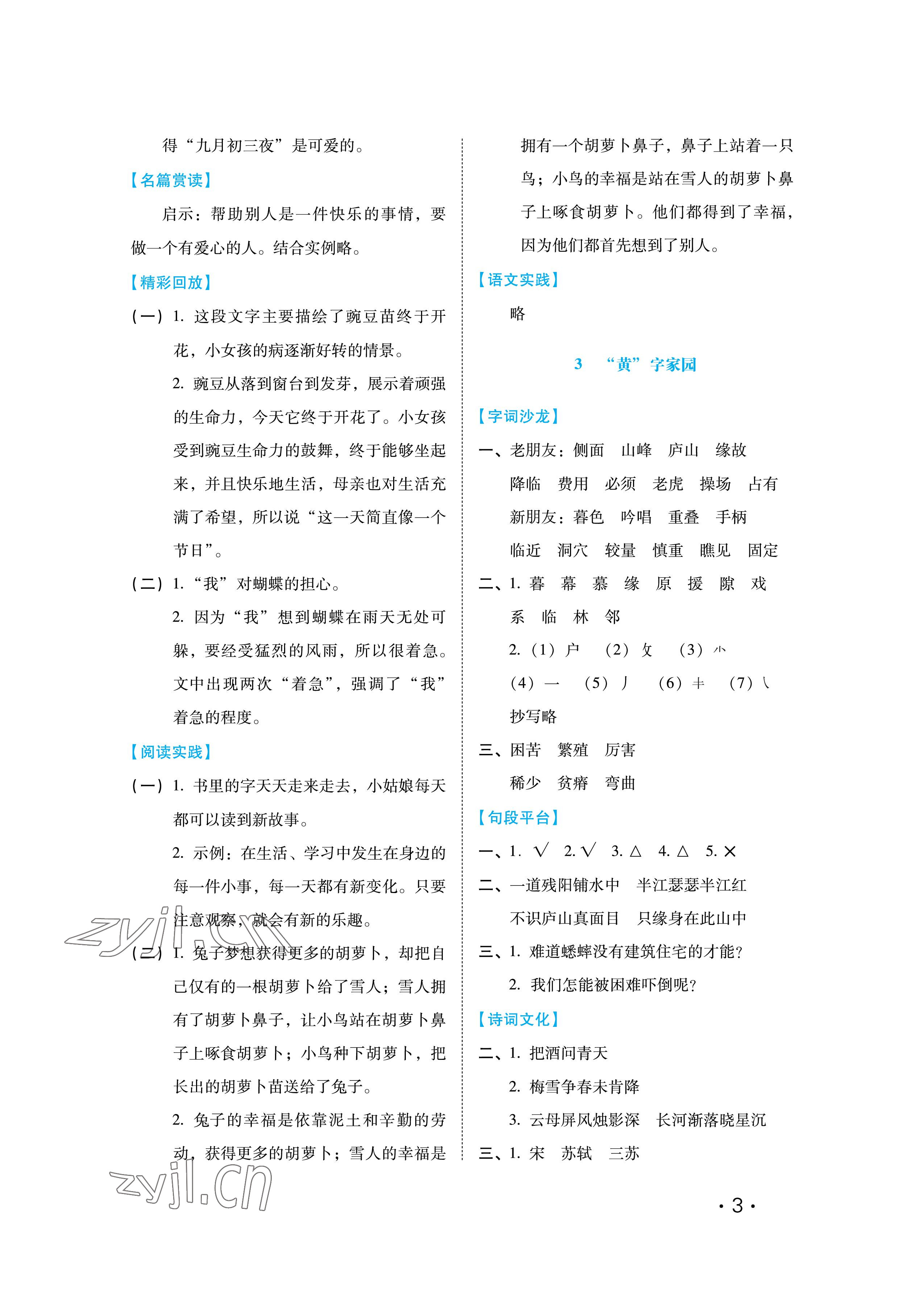 2023年七彩假期四年級(jí)河北少年兒童出版社 參考答案第3頁