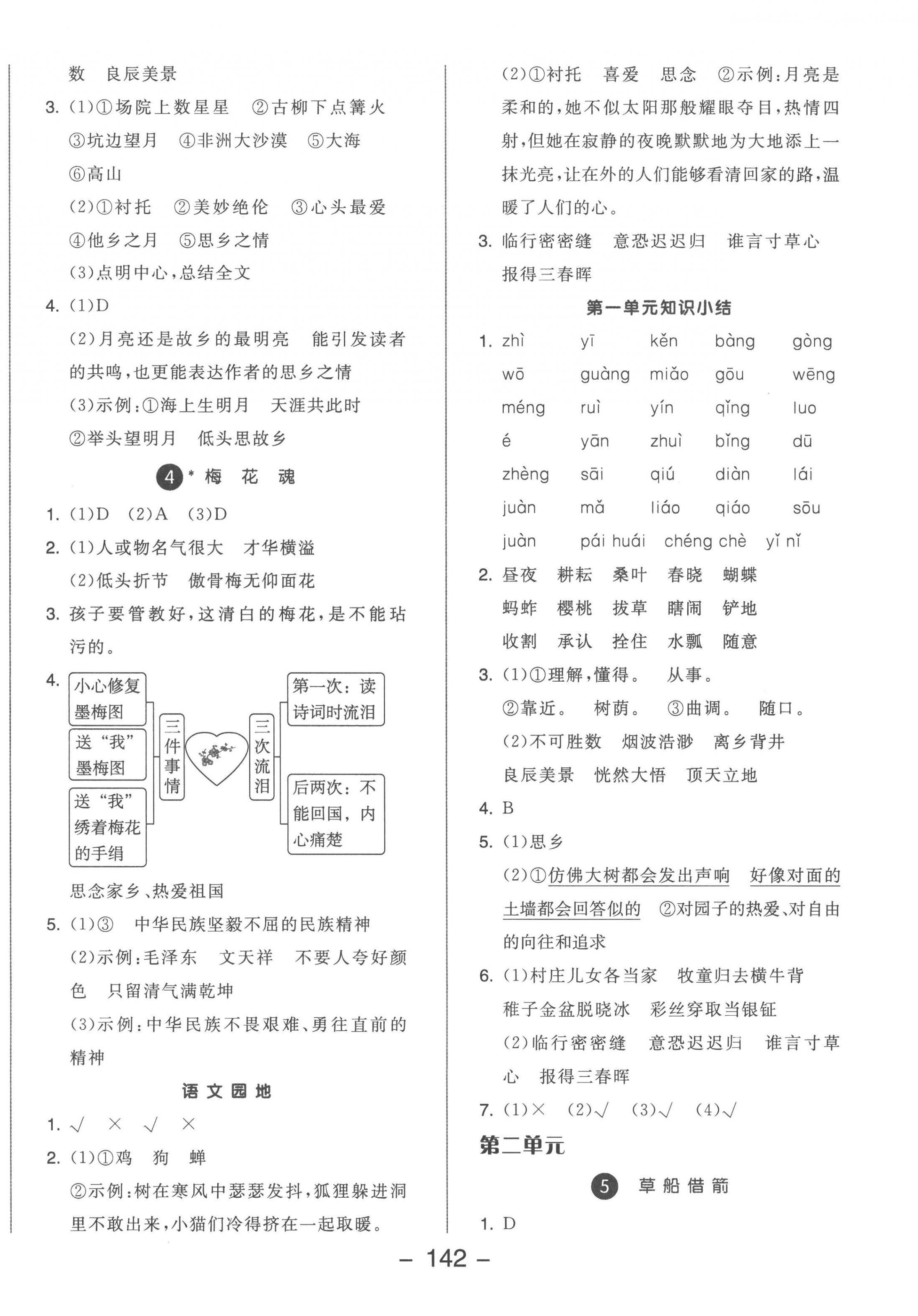 2023年全品学练考五年级语文下册人教版 参考答案第2页