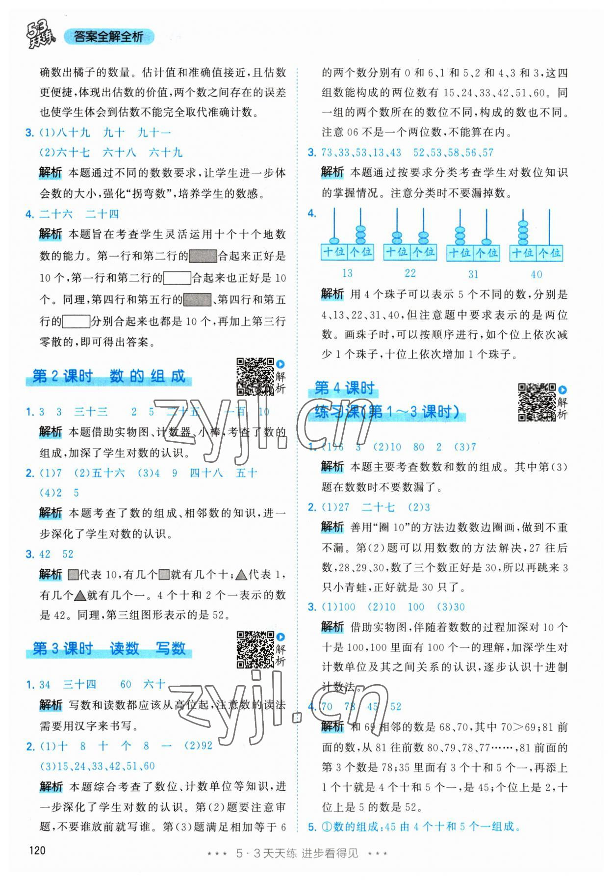 2023年53天天练一年级数学下册人教版 参考答案第12页