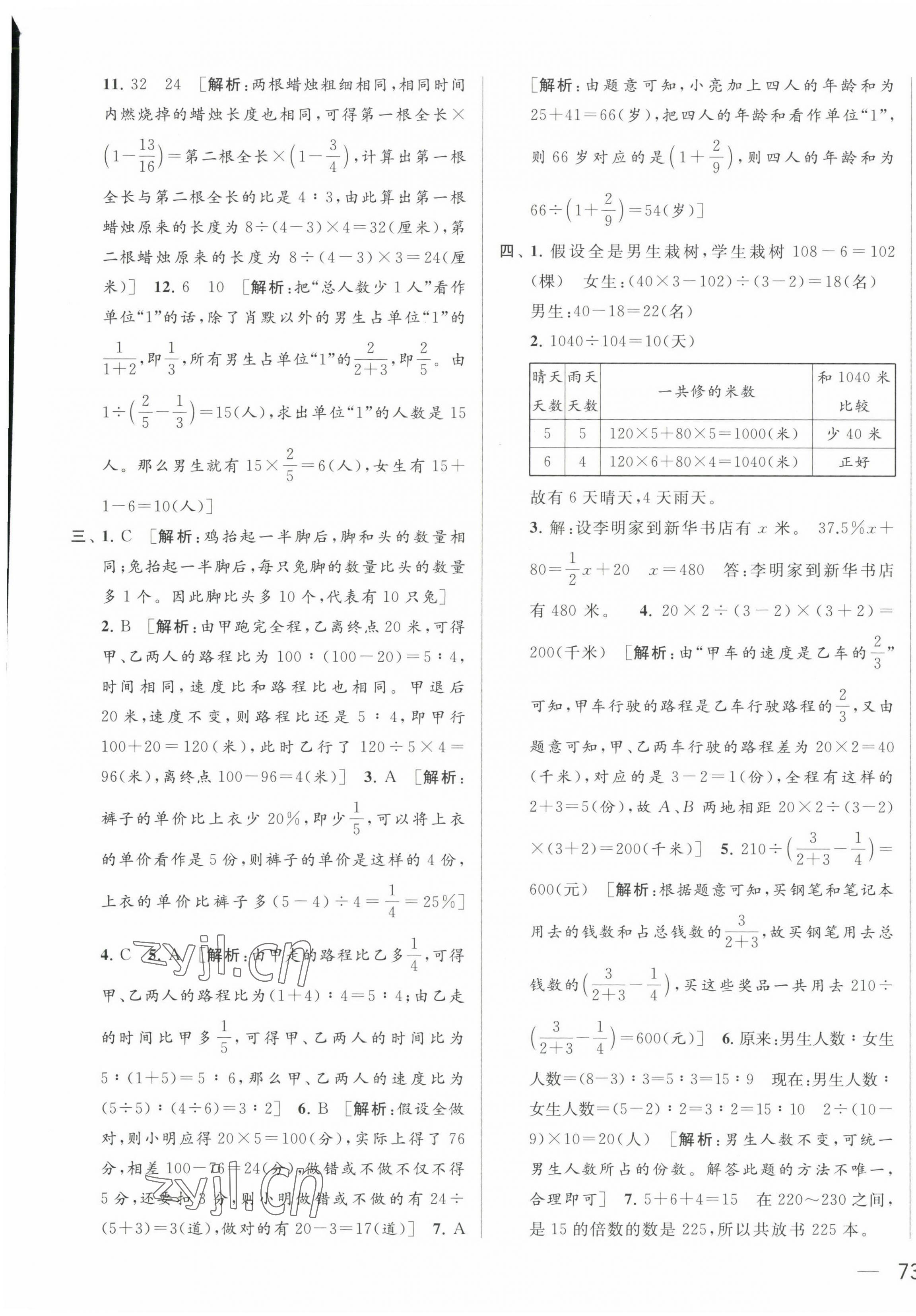 2023年同步跟踪全程检测六年级数学下册苏教版 第5页