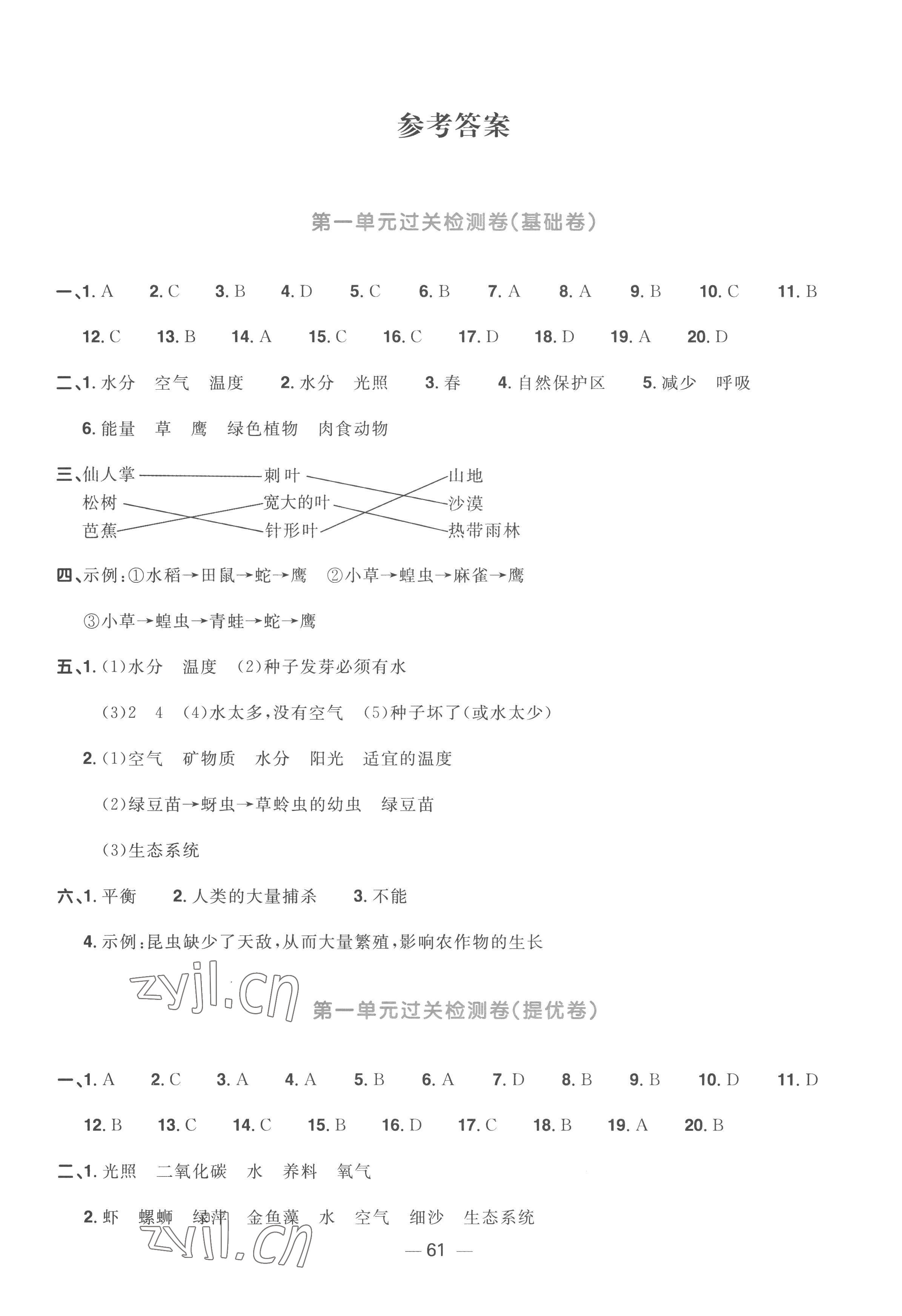 2023年阳光同学一线名师全优好卷五年级科学下册教科版 第1页