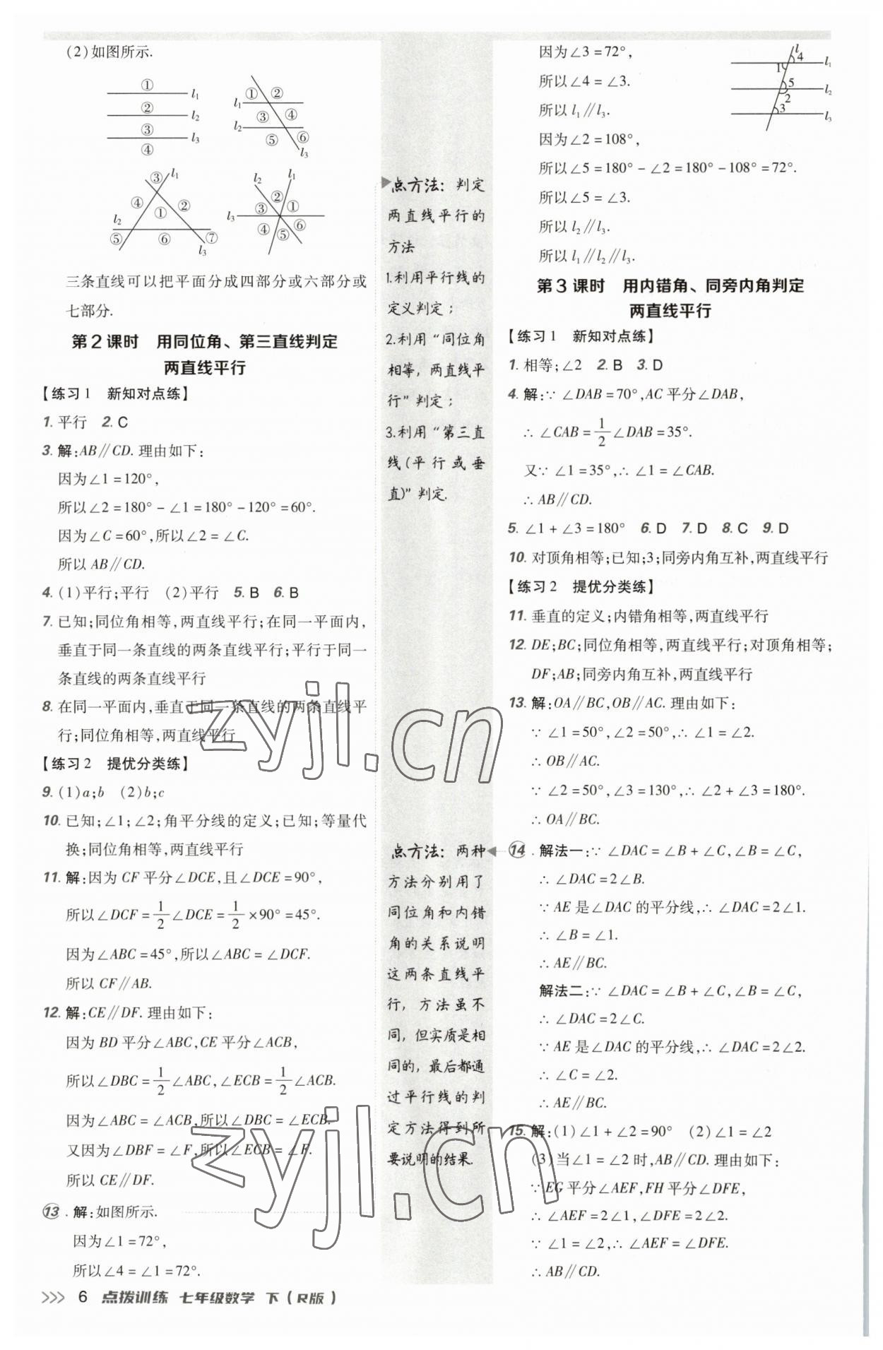 2023年点拨训练七年级数学下册人教版 参考答案第5页