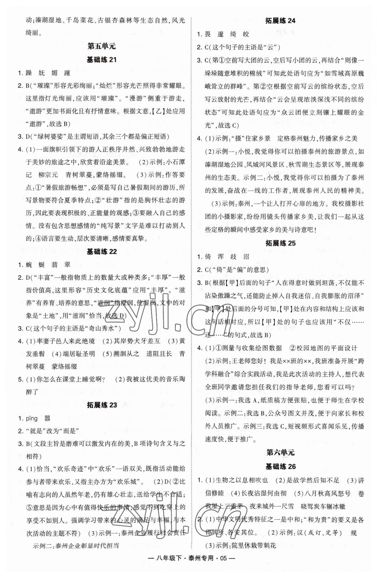 2023年學(xué)霸組合訓(xùn)練八年級語文下冊人教版泰州專版 第5頁