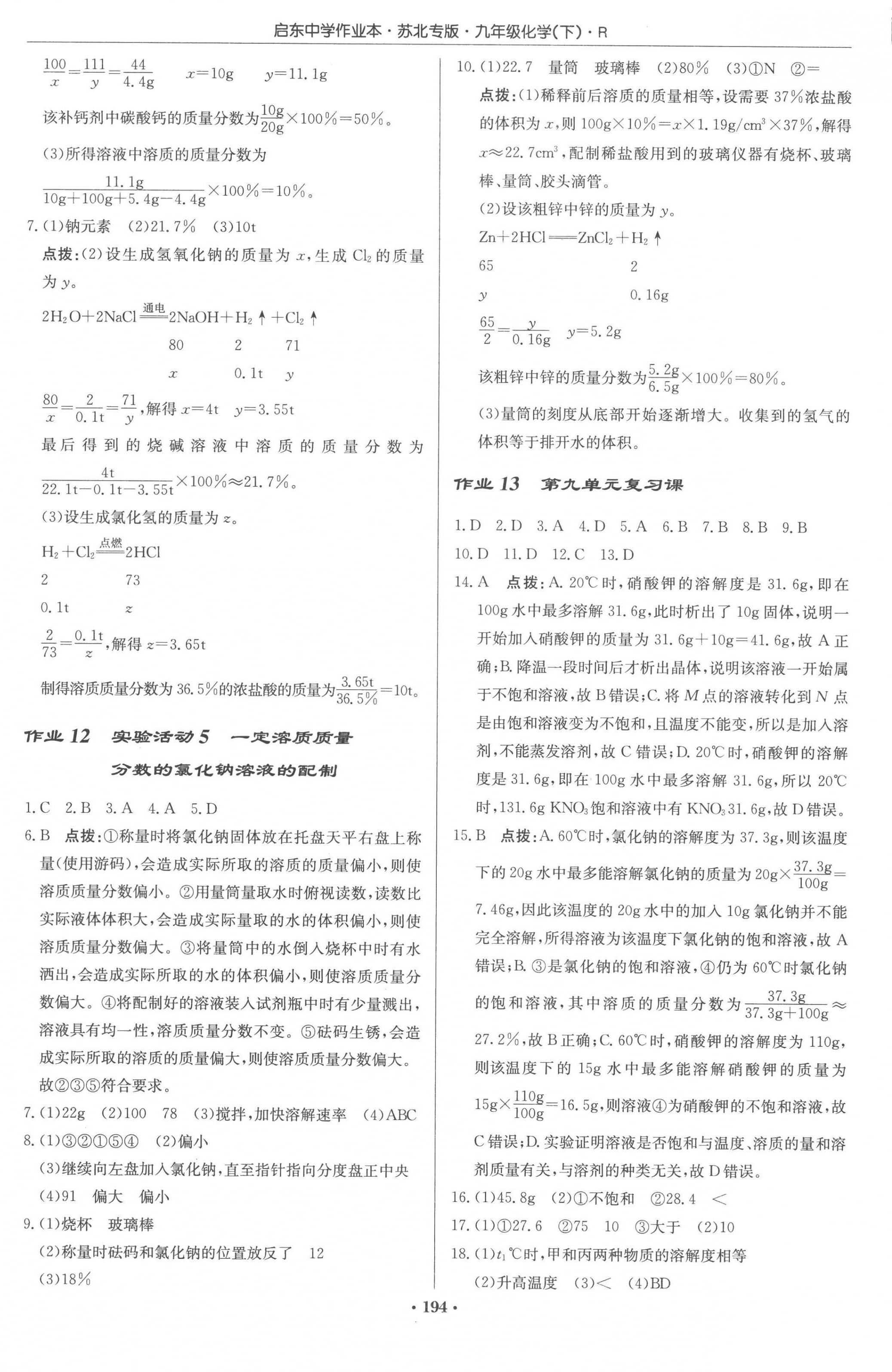 2023年启东中学作业本九年级化学下册人教版苏北专版 第4页