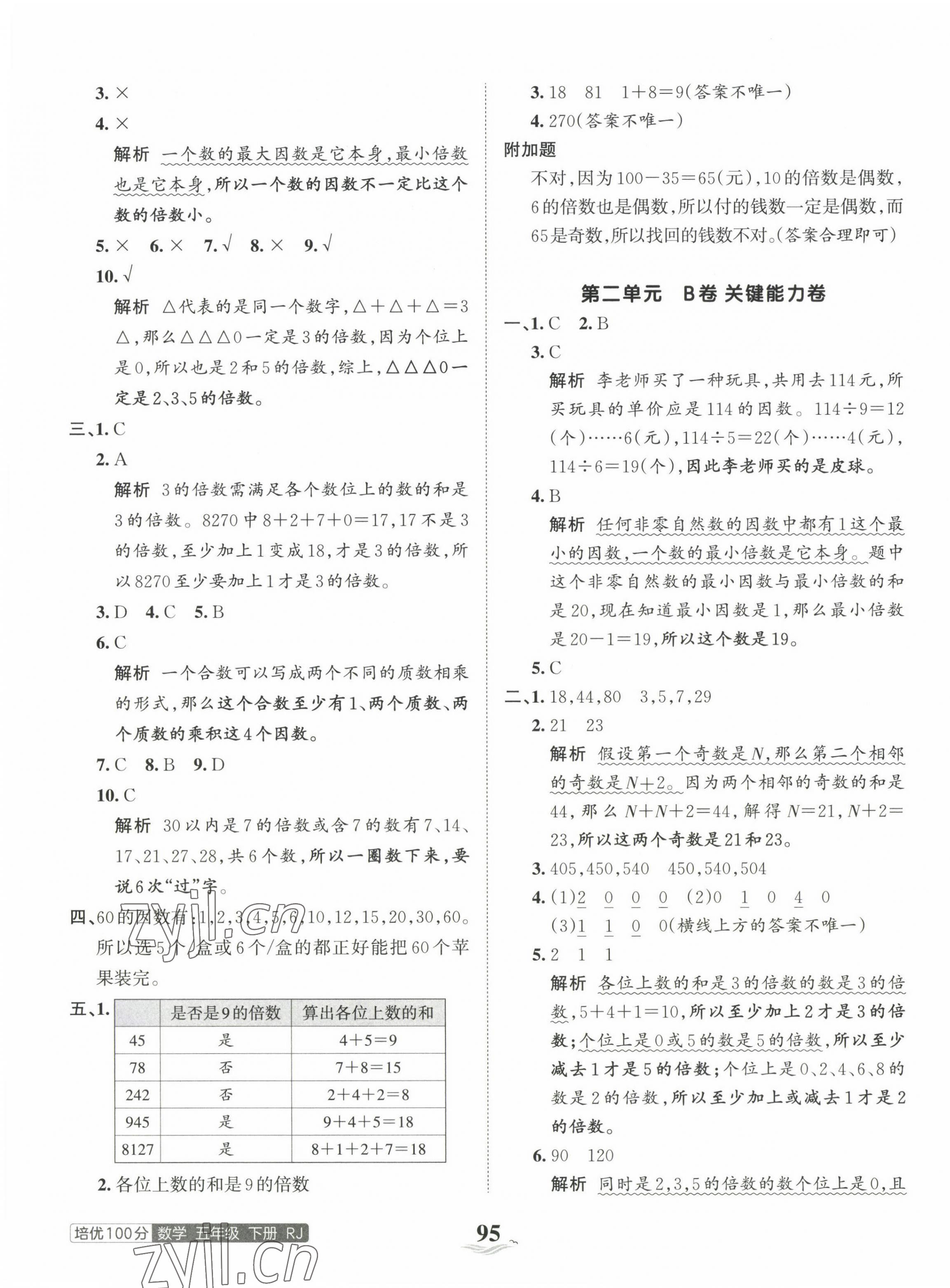 2023年王朝霞培优100分五年级数学下册人教版 第3页