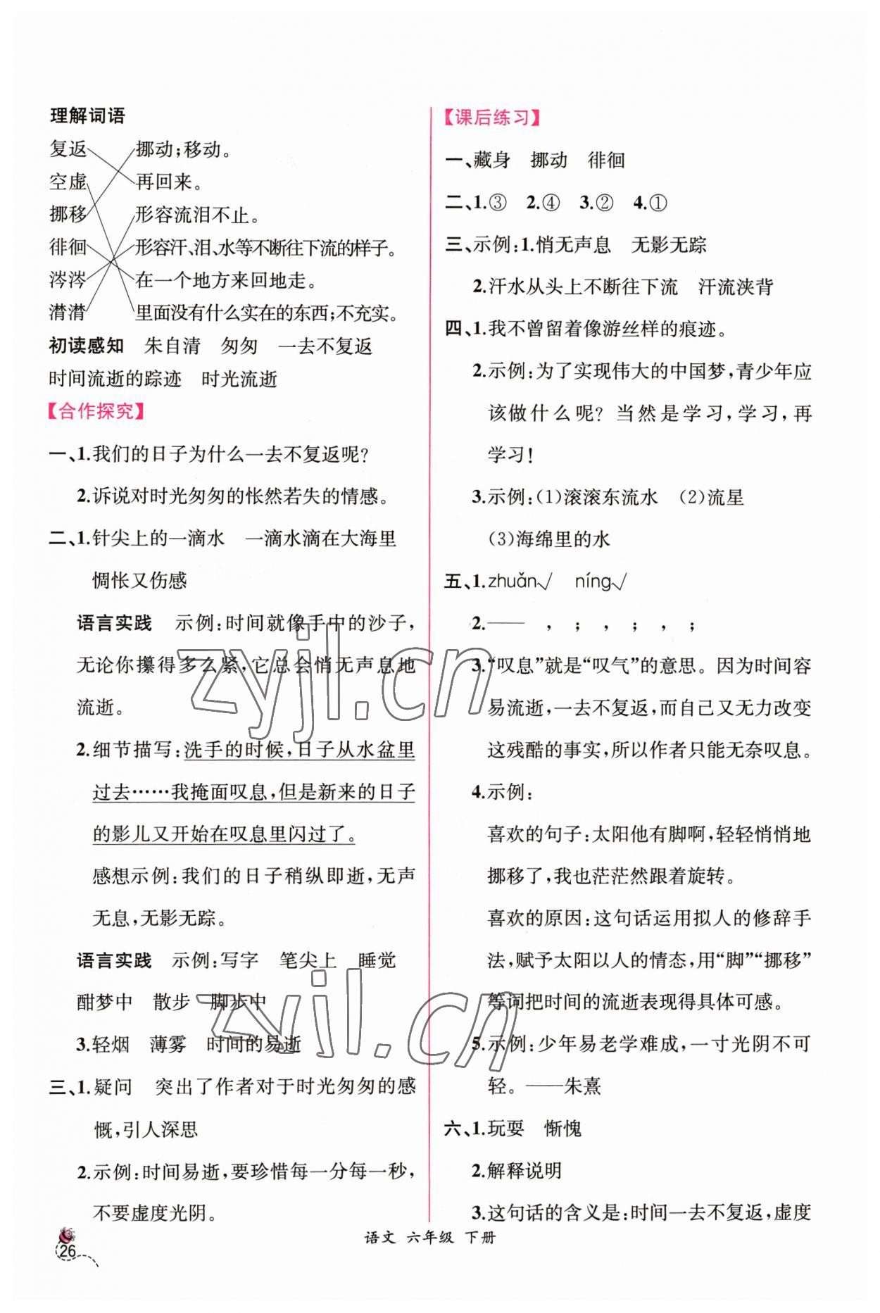 2023年同步導(dǎo)學(xué)案課時(shí)練六年級(jí)語文下冊人教版 第8頁