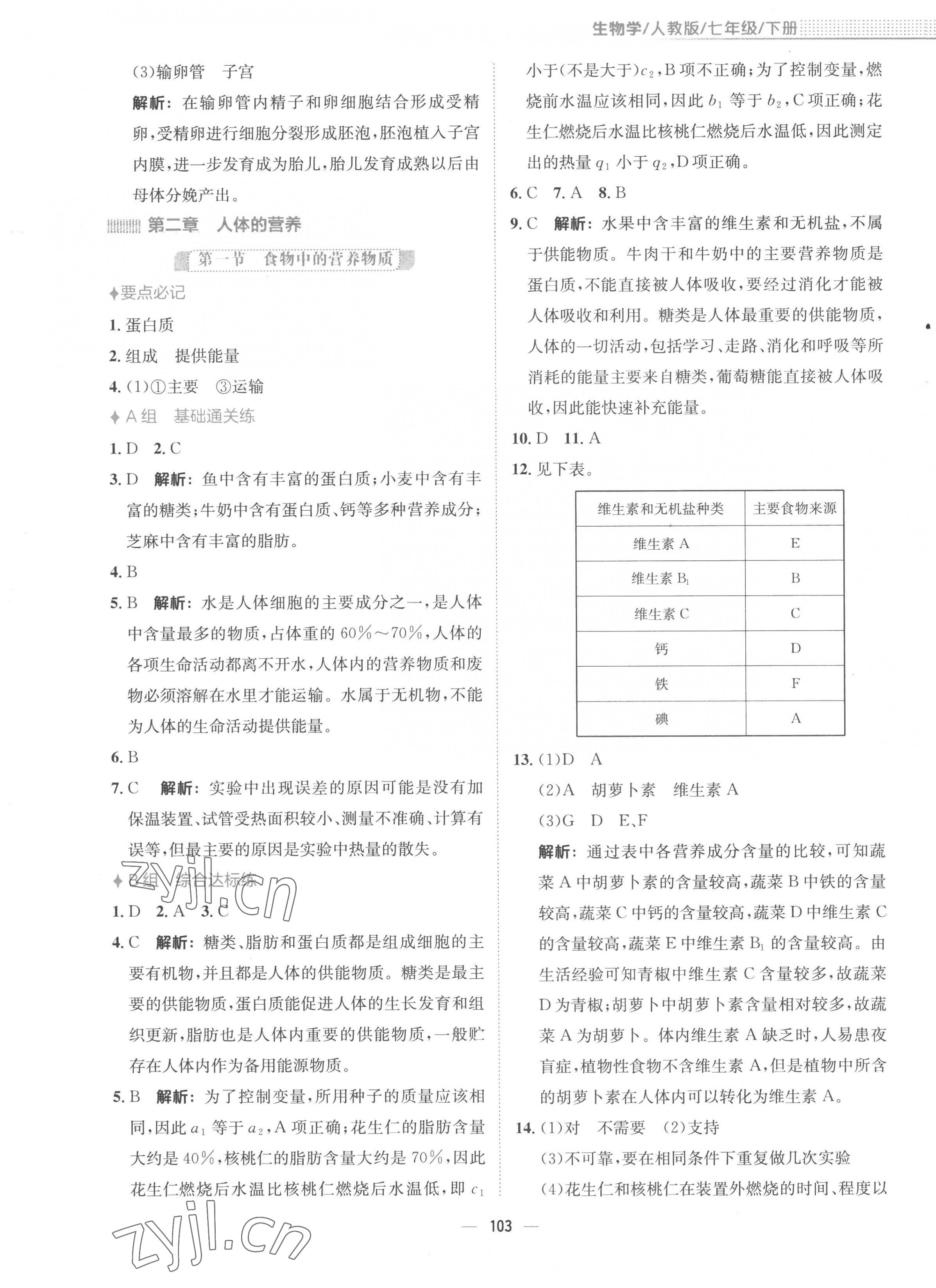 2023年新編基礎(chǔ)訓(xùn)練七年級生物下冊人教版 第3頁