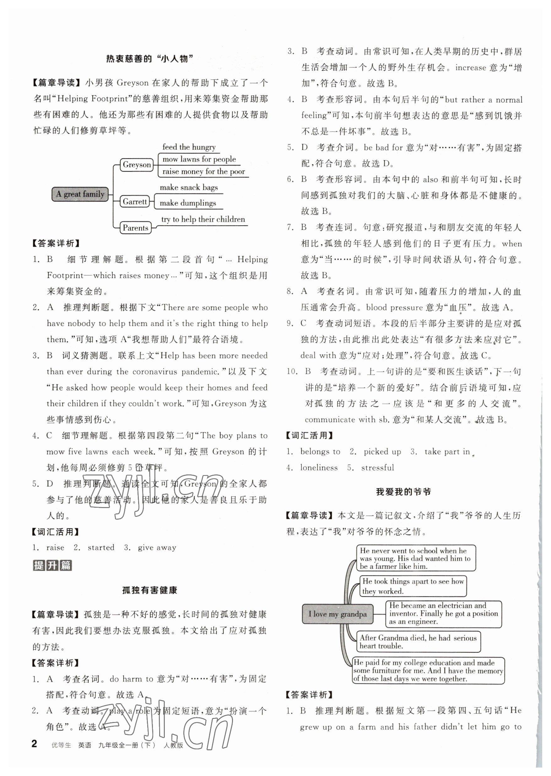 2023年全品優(yōu)等生九年級(jí)英語(yǔ)下冊(cè)人教版 參考答案第2頁(yè)