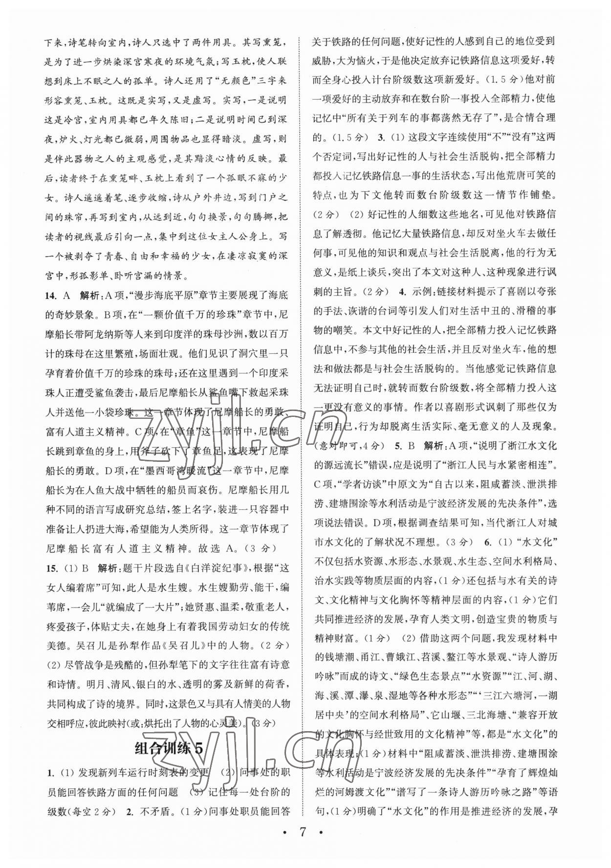 2023年通城学典初中语文阅读组合训练中考版浙江专版 第7页