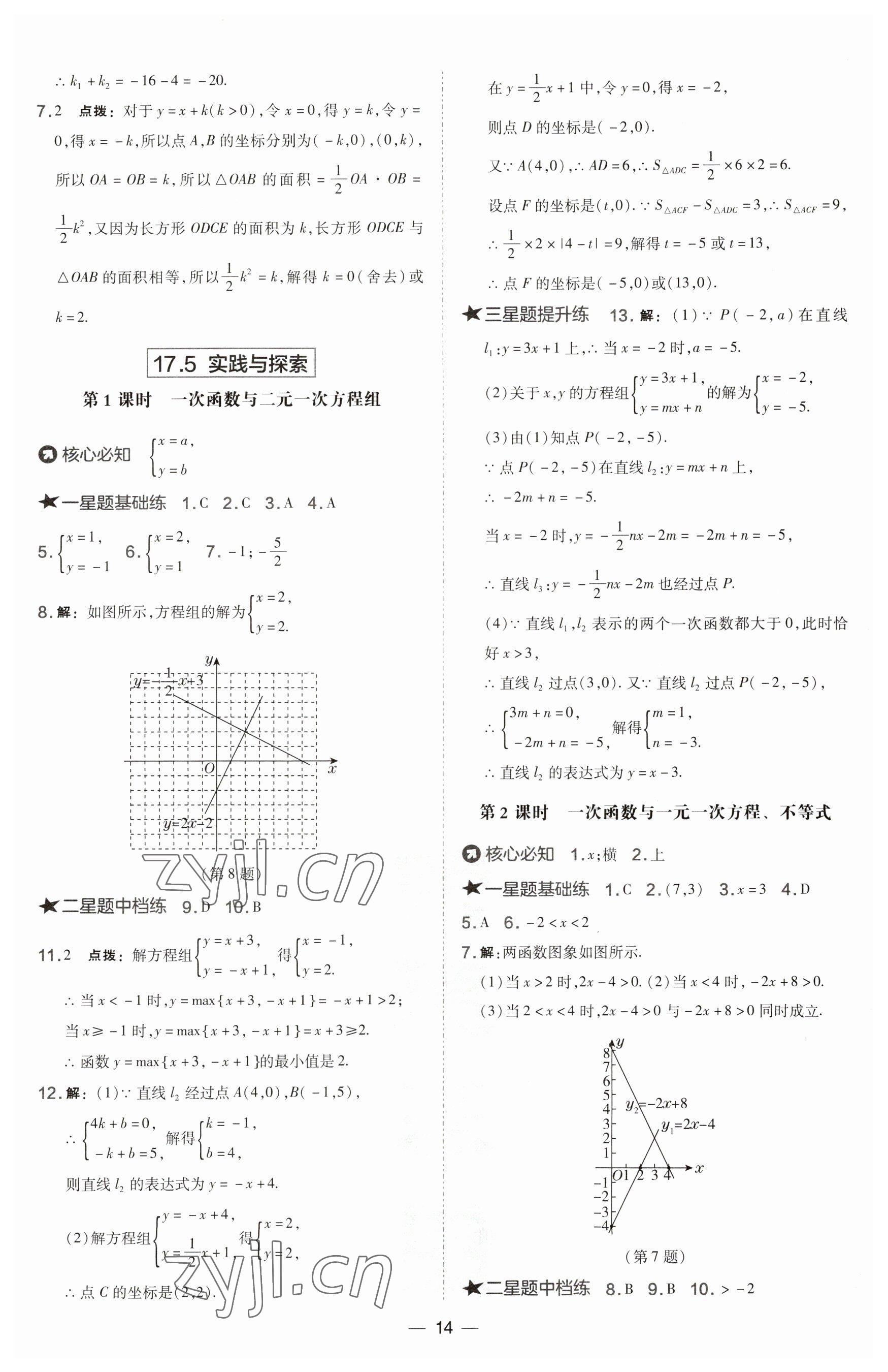 2023年點(diǎn)撥訓(xùn)練八年級數(shù)學(xué)下冊華師大版 第14頁