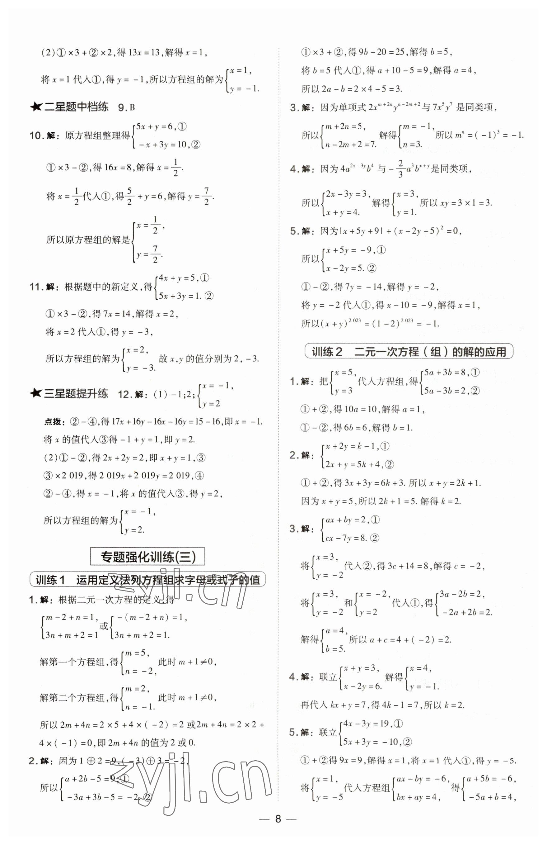 2023年點撥訓(xùn)練七年級數(shù)學(xué)下冊華師大版 第8頁