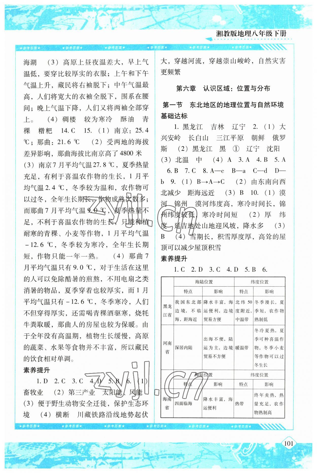 2023年同步實(shí)踐評價(jià)課程基礎(chǔ)訓(xùn)練八年級地理下冊湘教版 第3頁