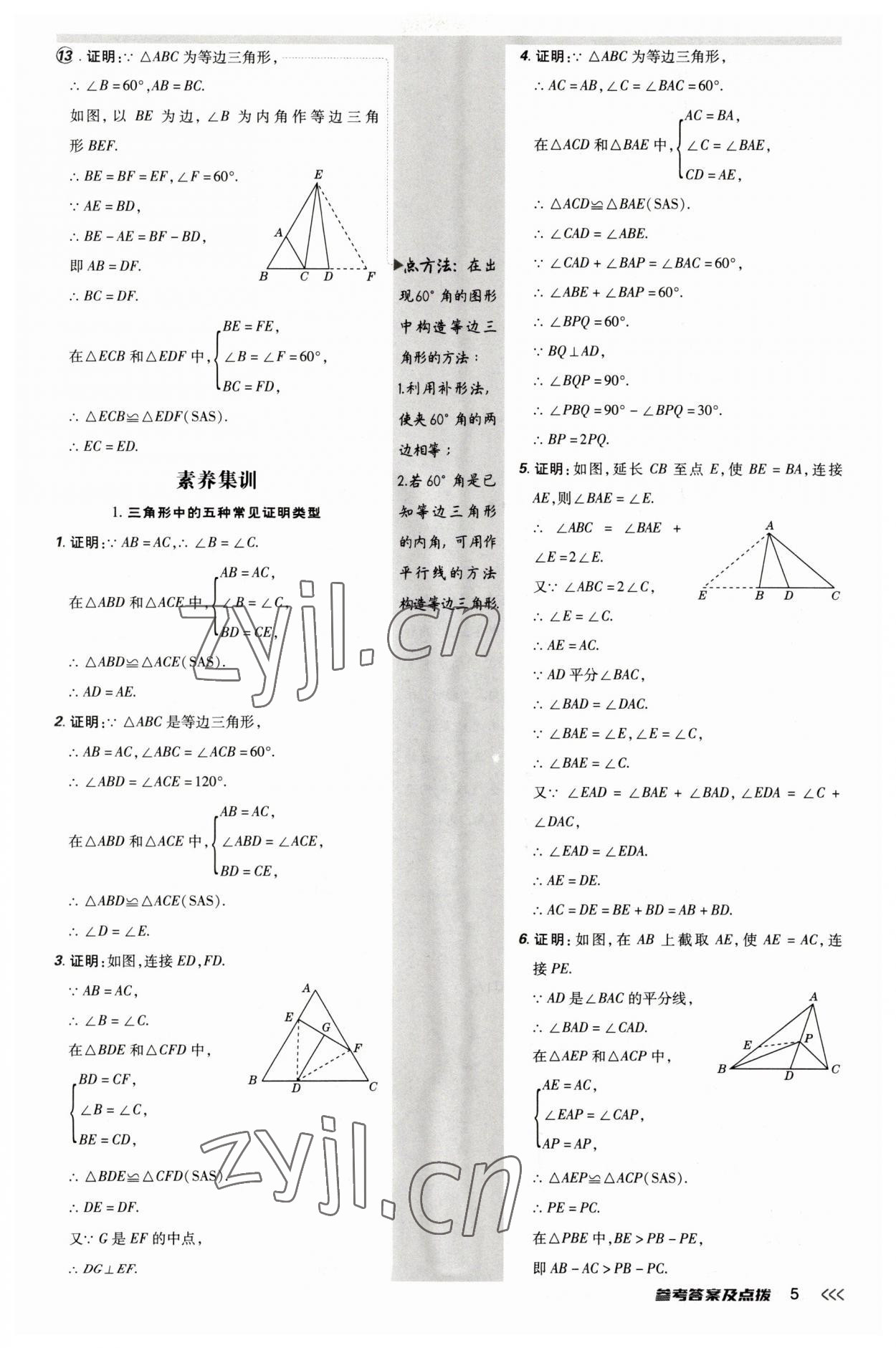 2023年点拨训练八年级数学下册北师大版 参考答案第5页