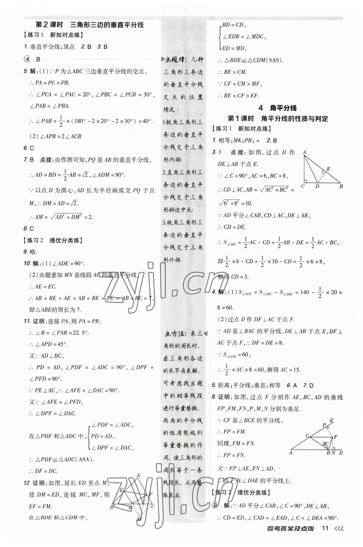 2023年点拨训练八年级数学下册北师大版 参考答案第11页