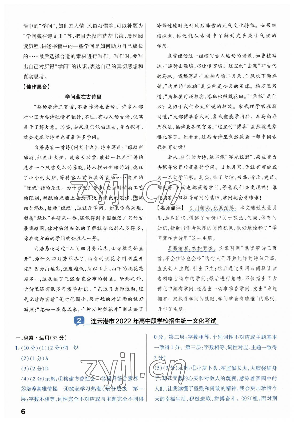 2023年金考卷45套汇编中考语文江苏专版 第6页