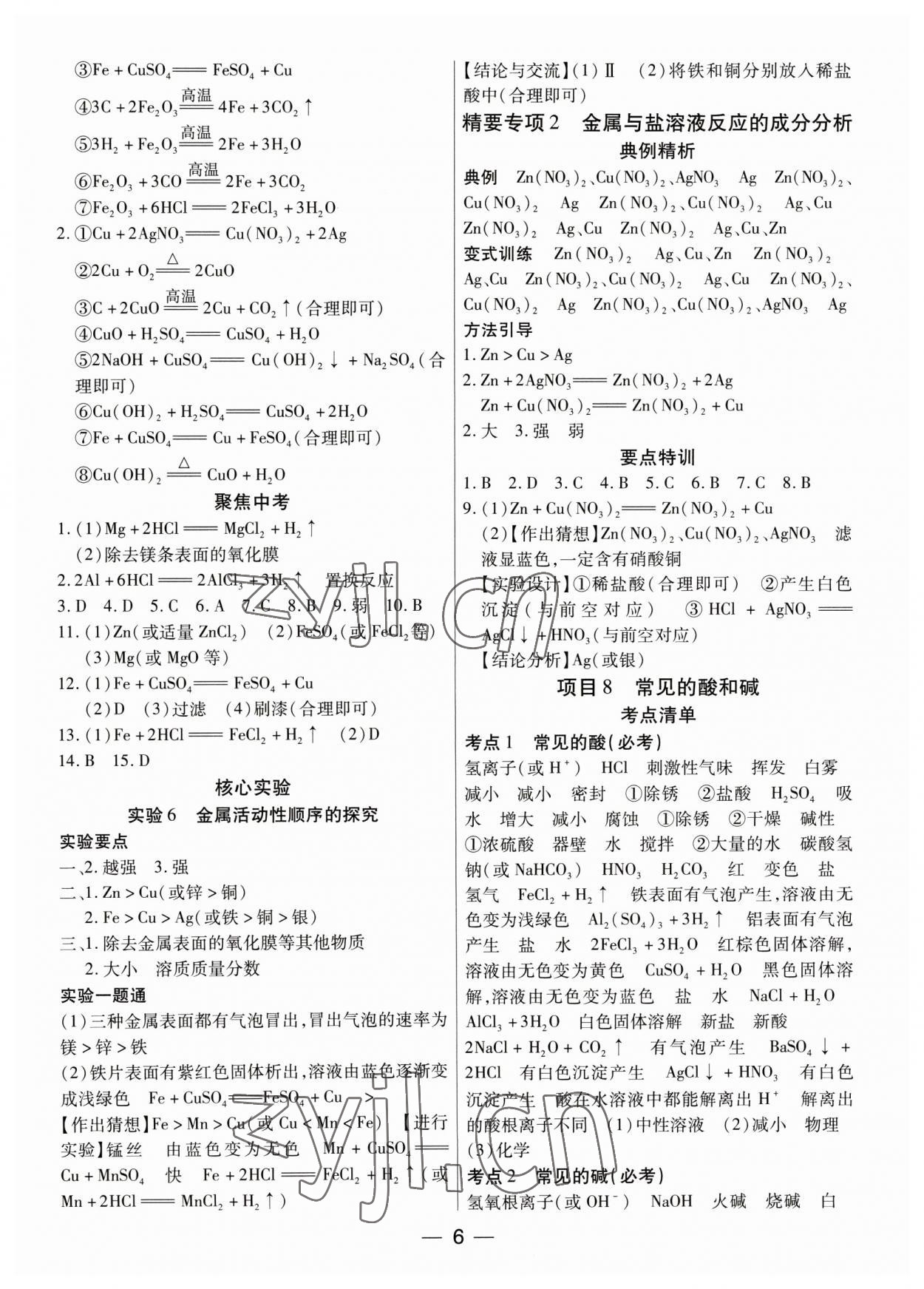 2023年鼎成中考精准提分化学广东专版 参考答案第6页