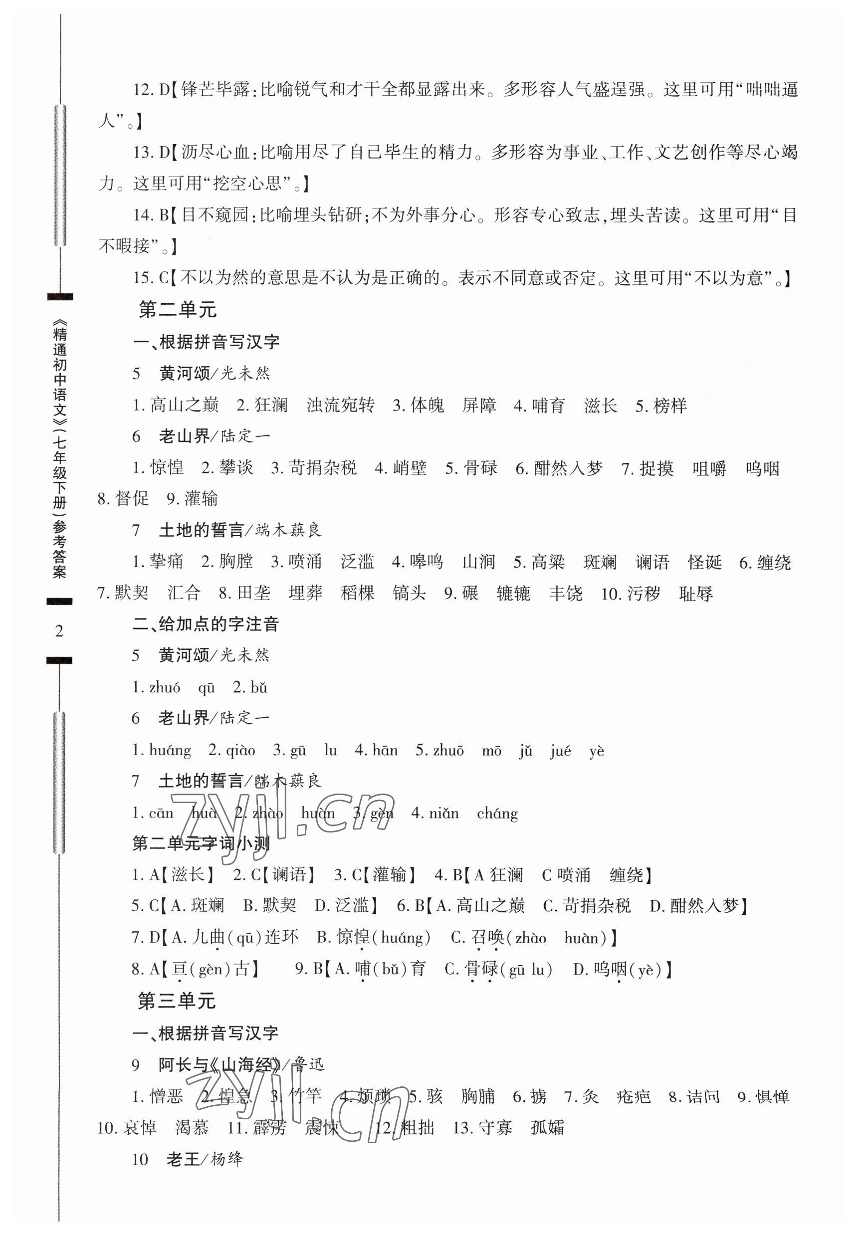 2023年精通初中语文七年级下册 第2页
