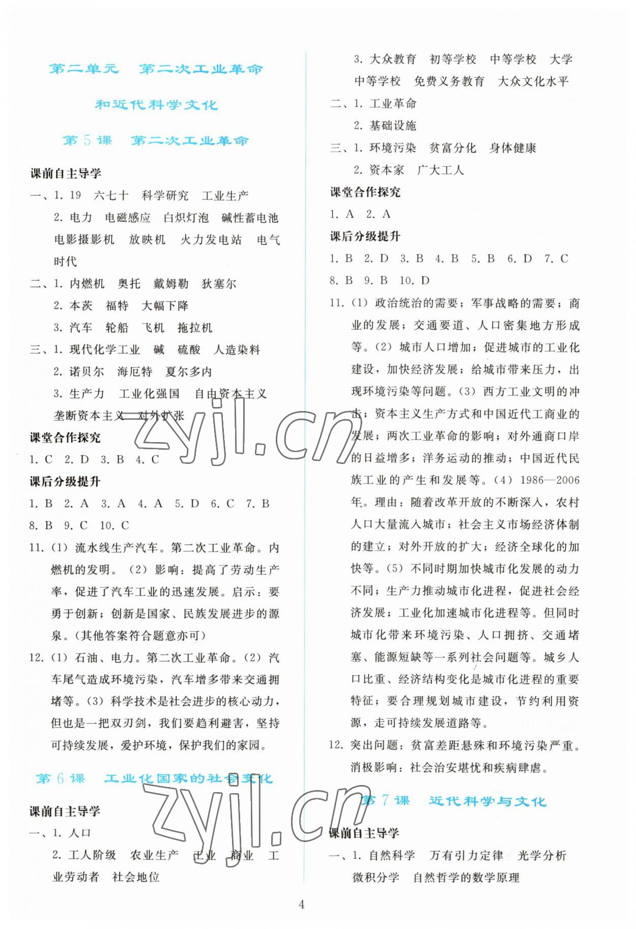 2023年同步轻松练习九年级中国历史下册人教版 参考答案第3页