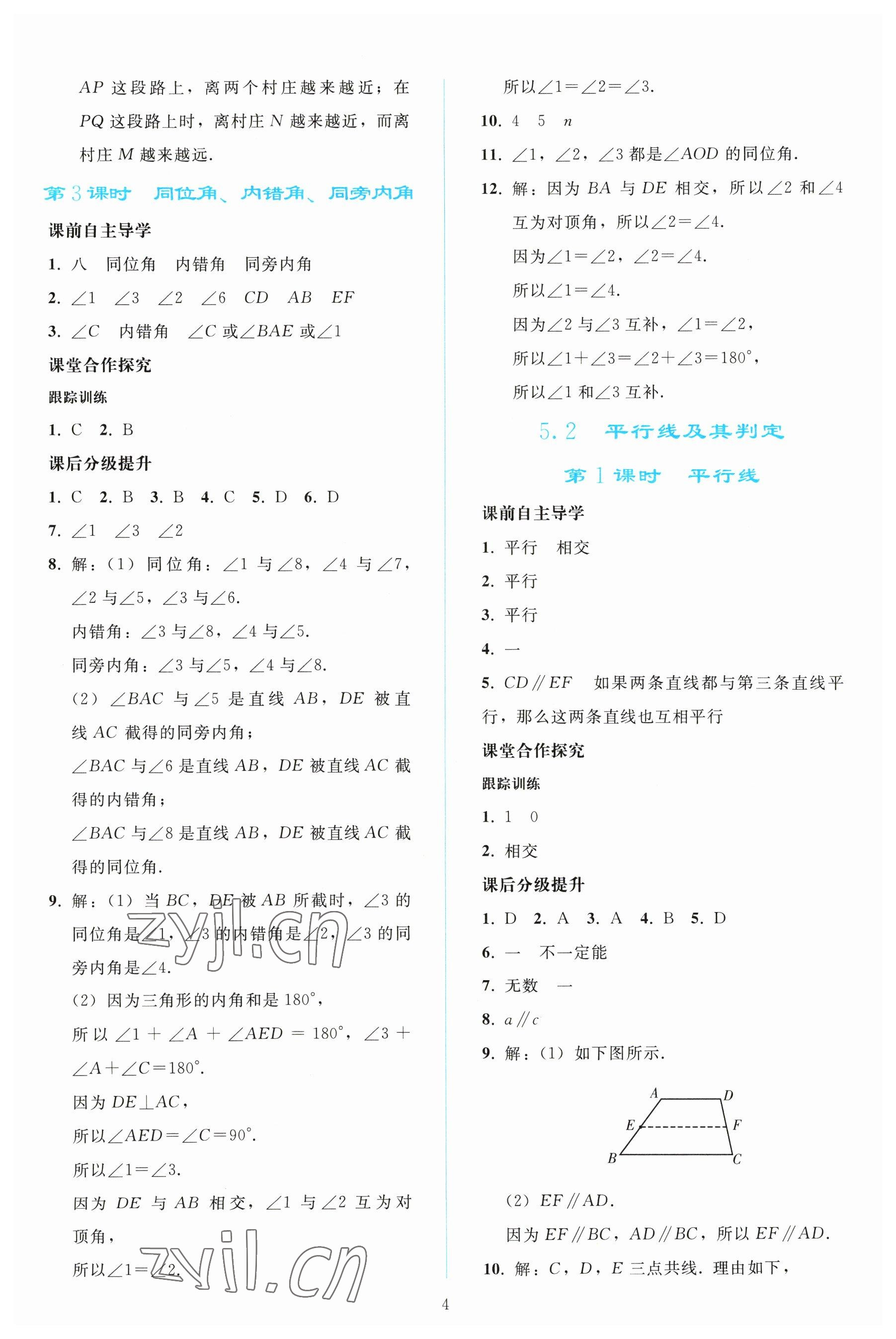 2023年同步轻松练习七年级数学下册人教版 参考答案第3页